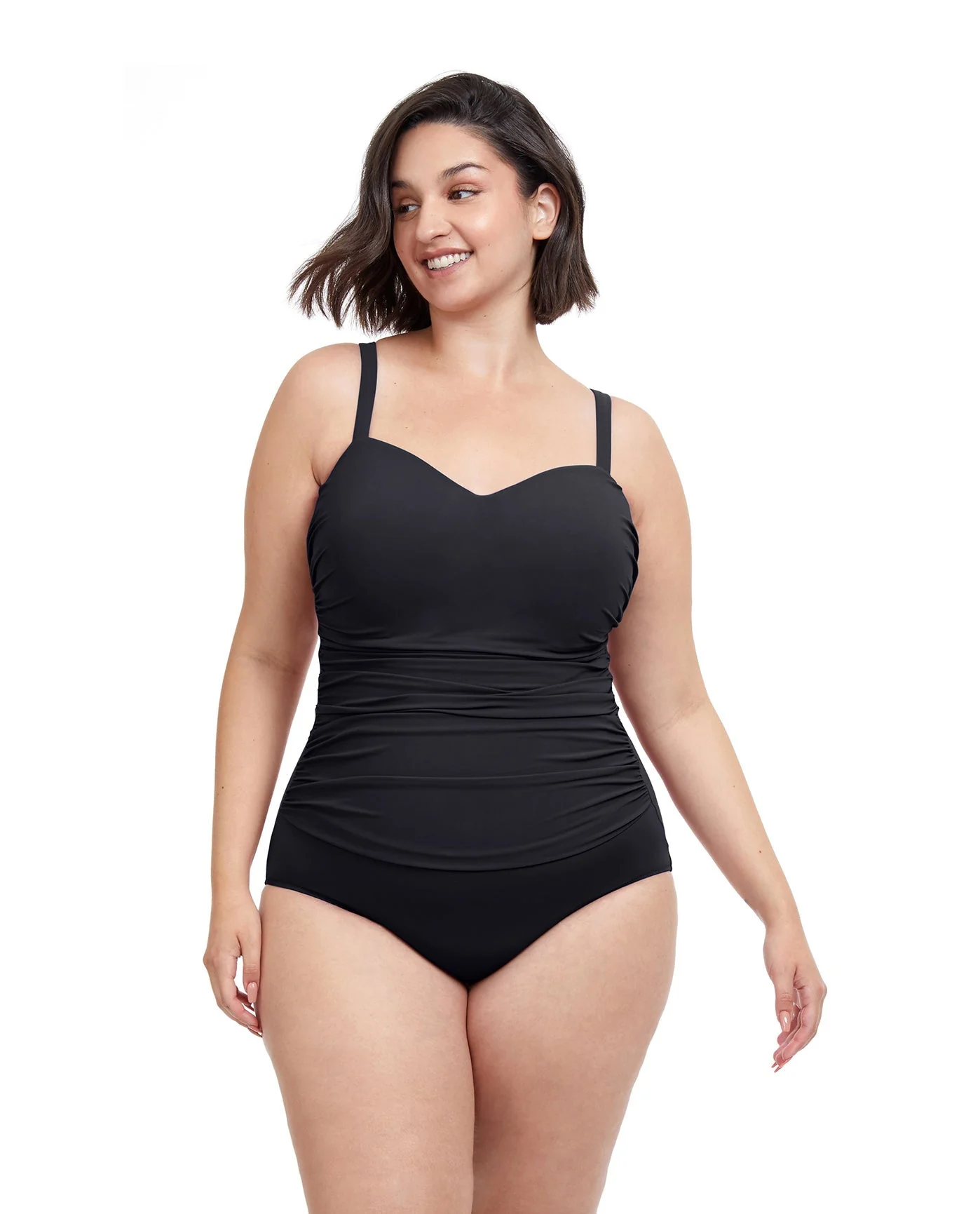 Tutti Frutti Plus Size Sweetheart Neck Shirred One Piece Swimsuit