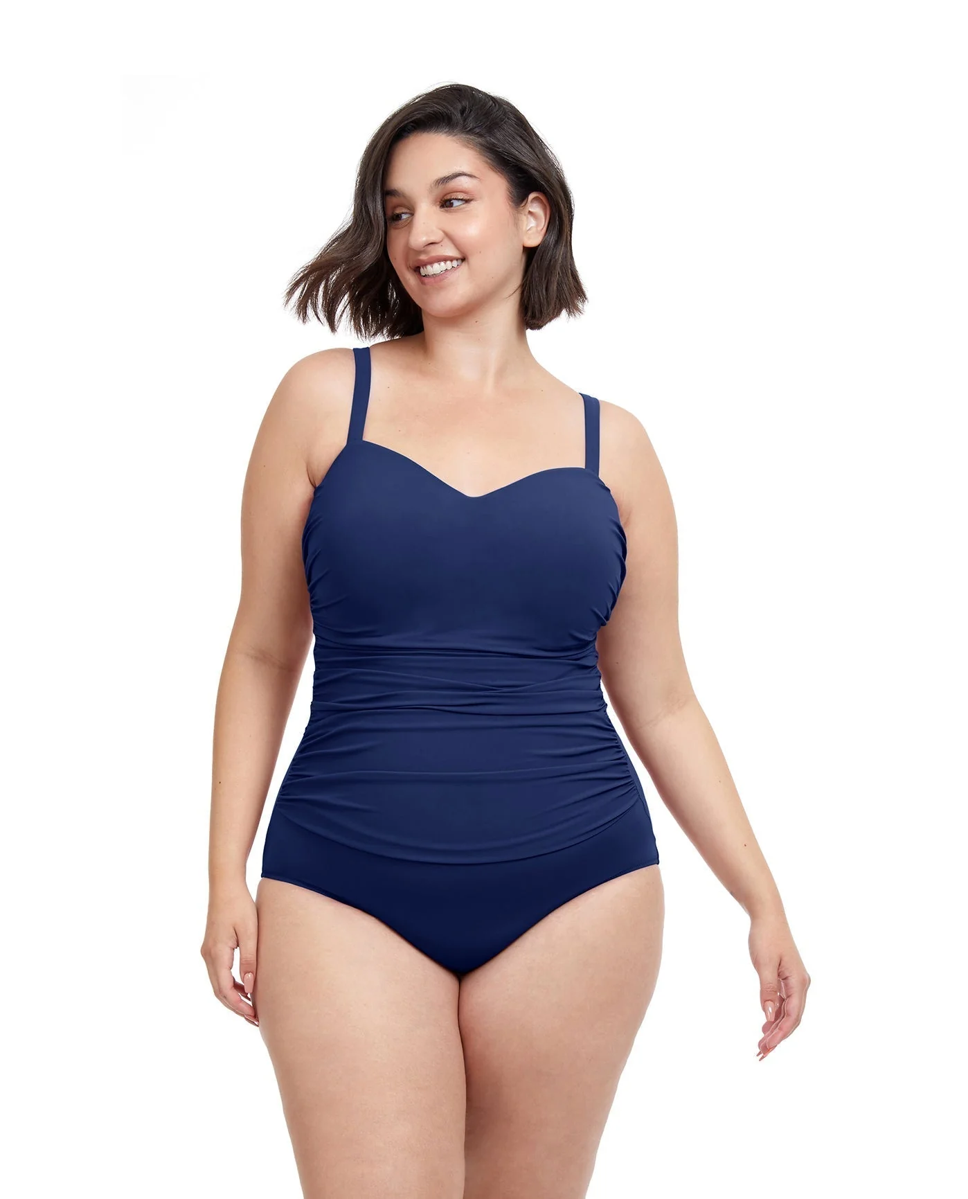 Tutti Frutti Plus Size Sweetheart Neck Shirred One Piece Swimsuit