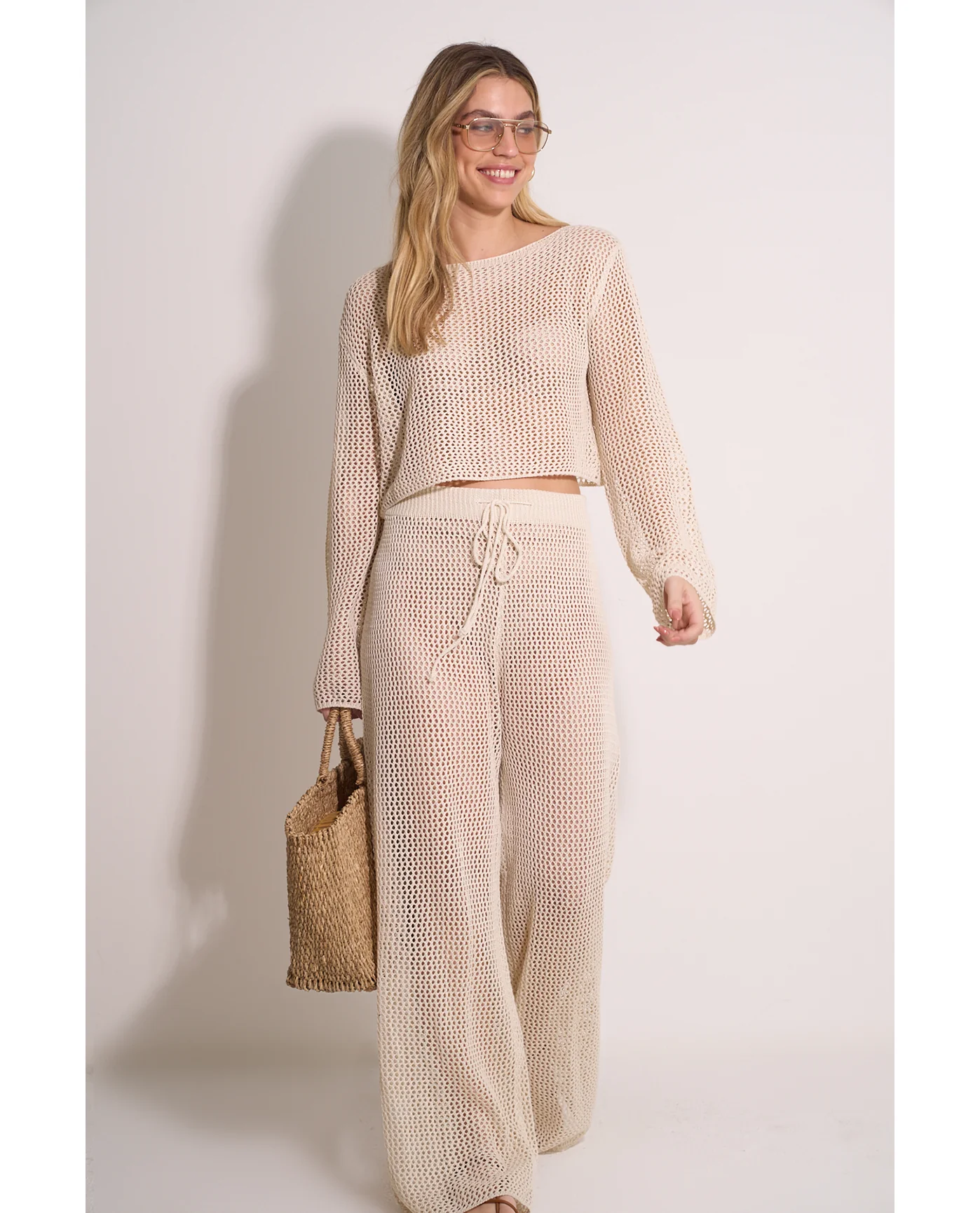 Anna Two Crochet Long Sleeve Beach Top - Image 2