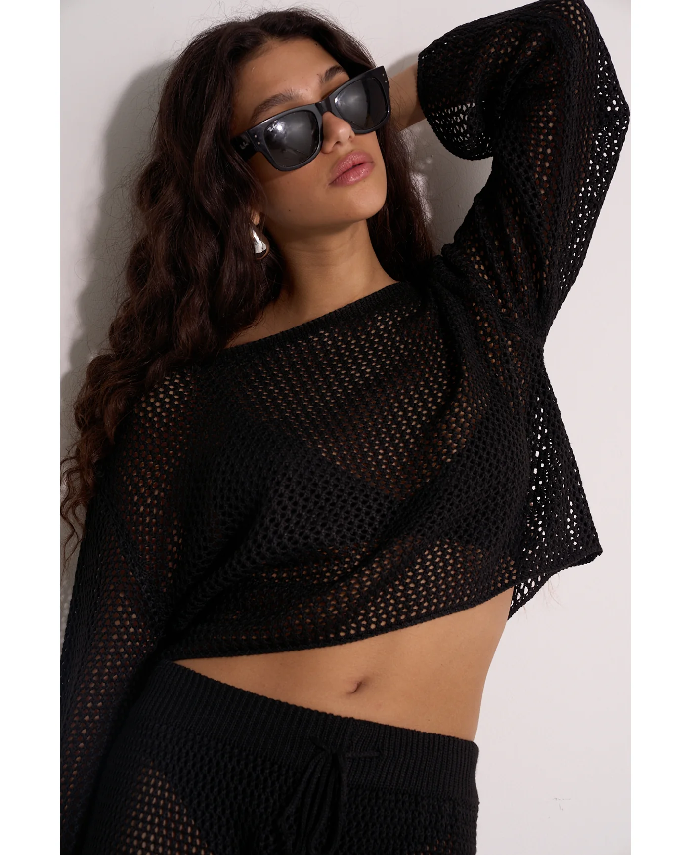 Anna Two Crochet Long Sleeve Beach Top - Image 2