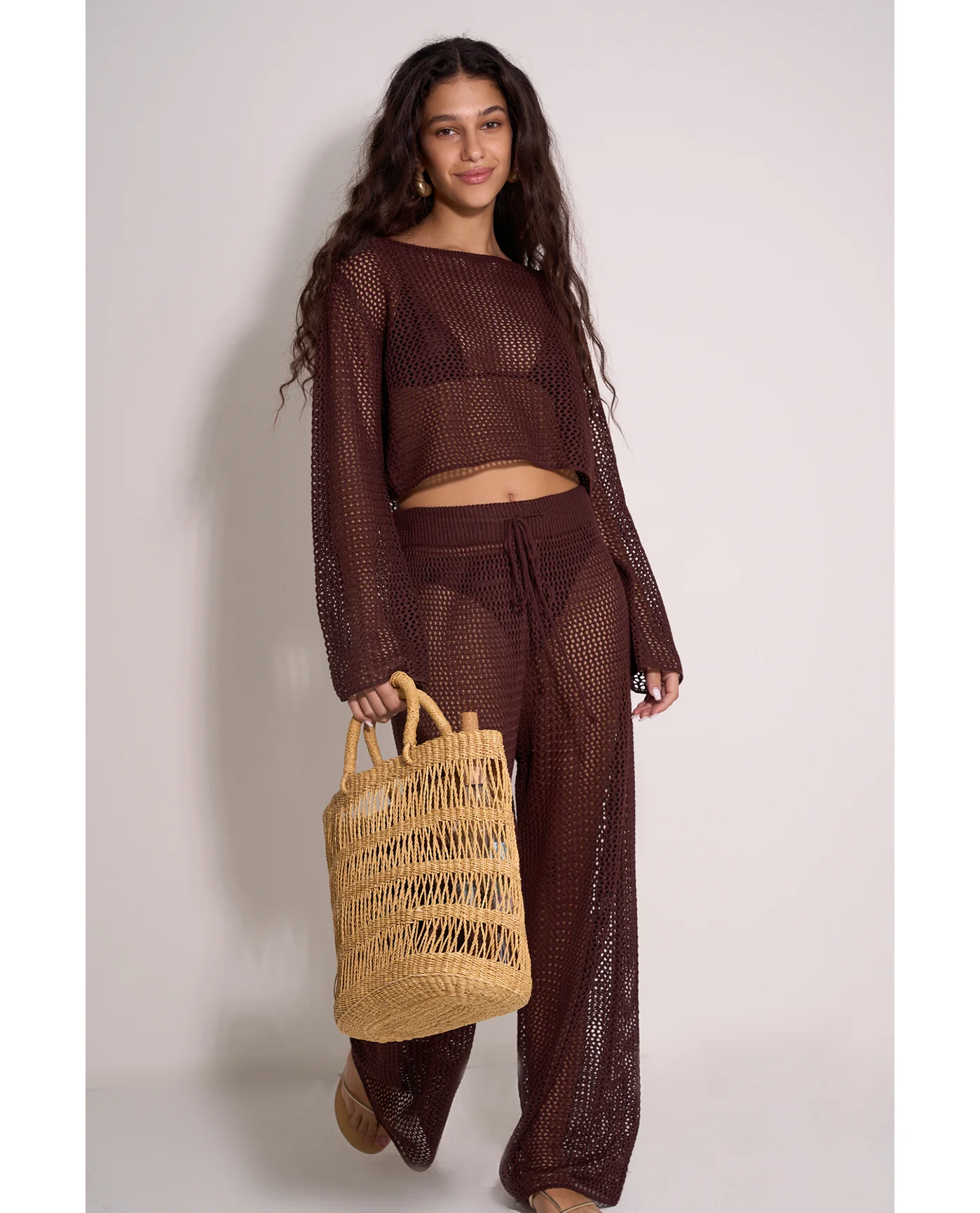 Anna Two Crochet Long Sleeve Beach Top - Image 2