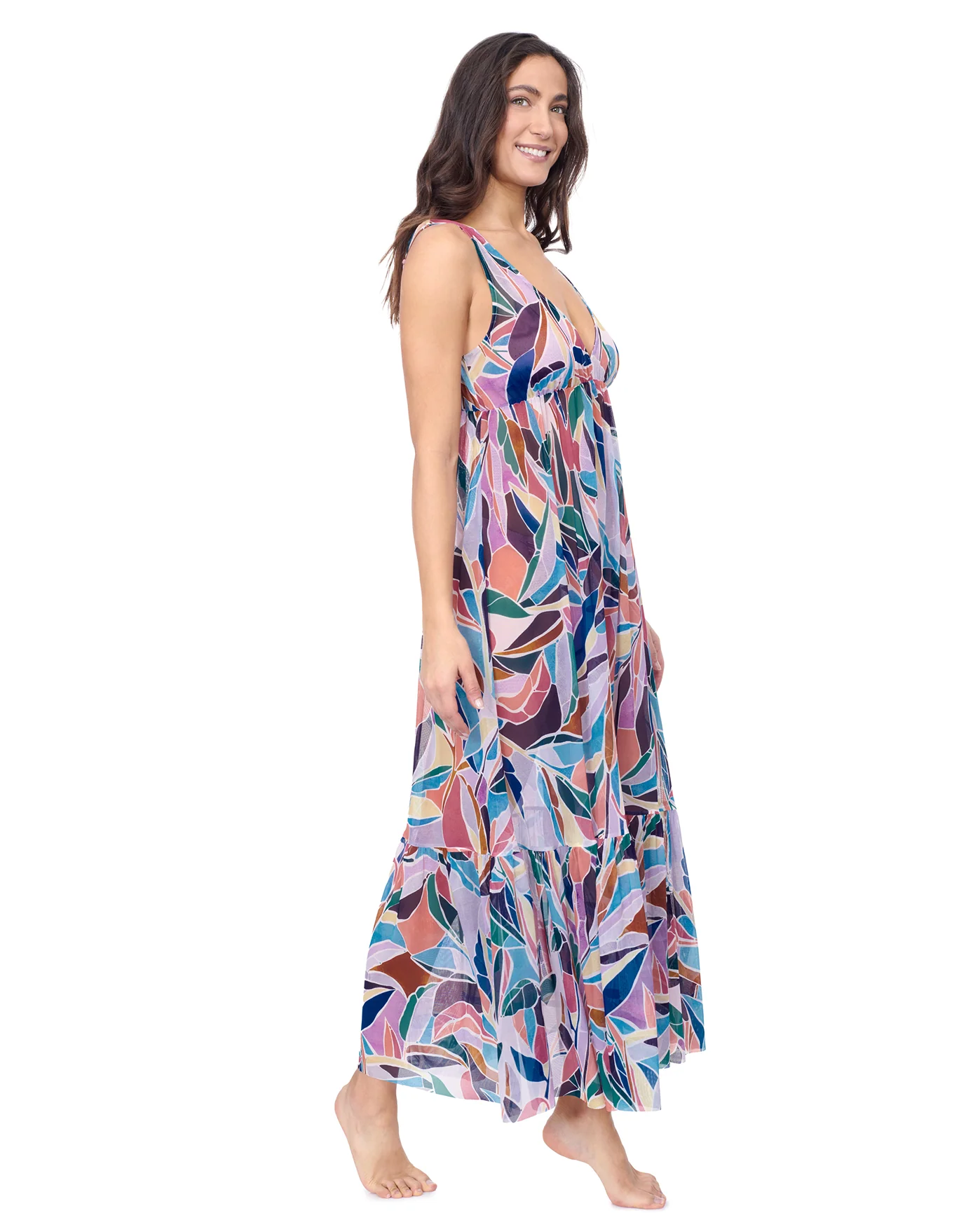 Aura V Neck Maxi Mesh Dress - Image 3