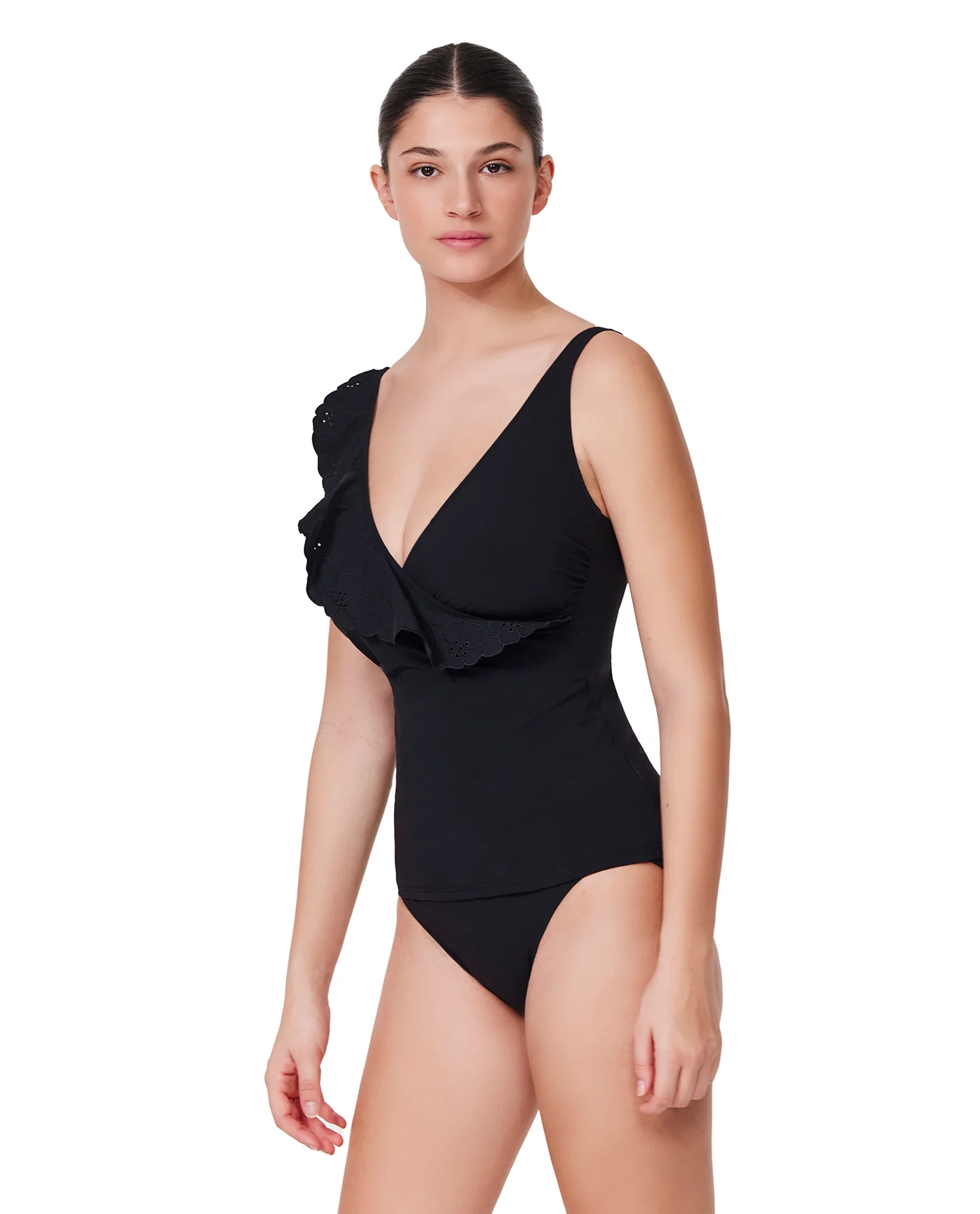 Bachelorette Ruffle V-Neck Surplice Tankini Top - Image 3