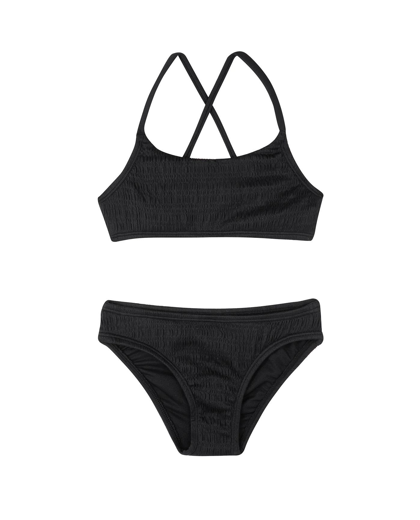 Beach Day Textured Criss Cross Strap Swim Set