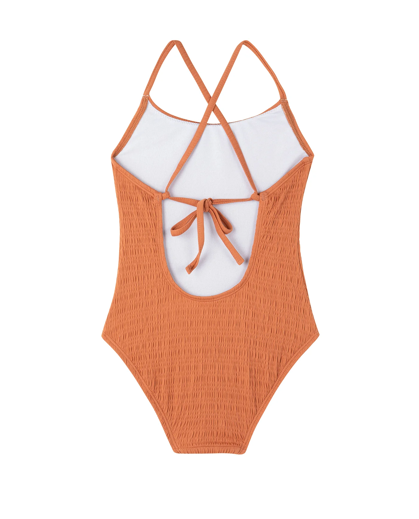 Beach Day Textured Criss Cross Tie Back One Piece - Image 2