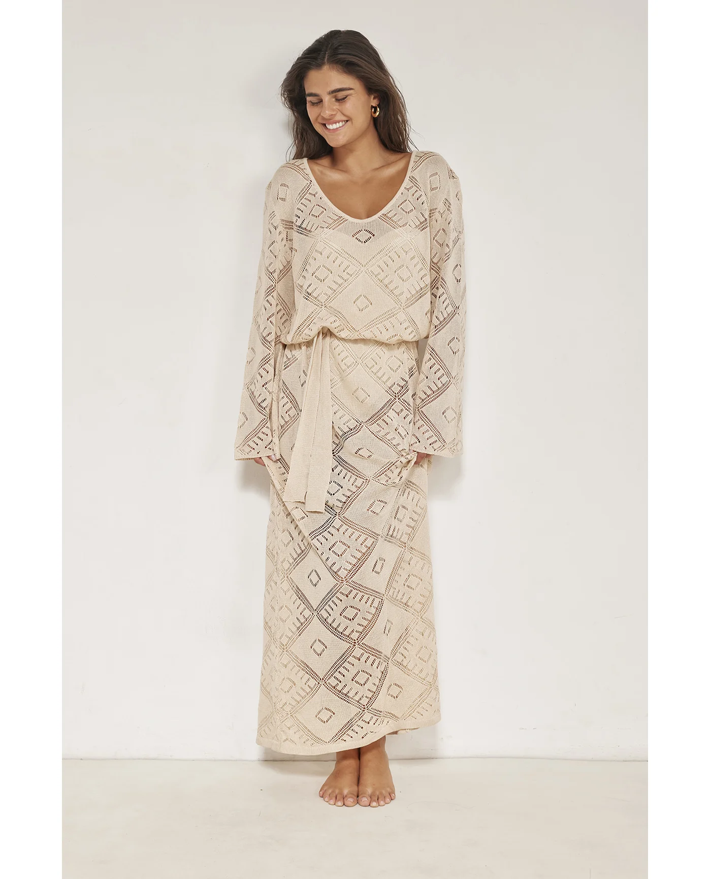 Belinda Maxi Dress Cover-Up-Sand - Image 4