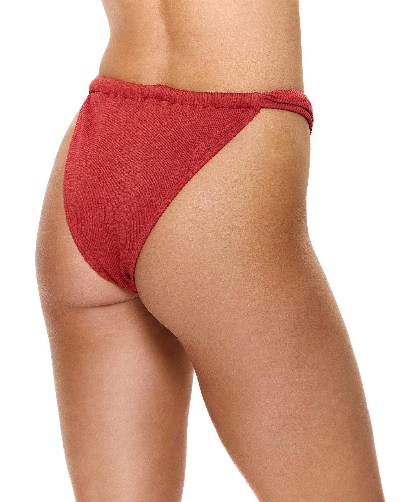 Tubular High Leg Low Rise Bikini Bottom-Paprika - Image 2