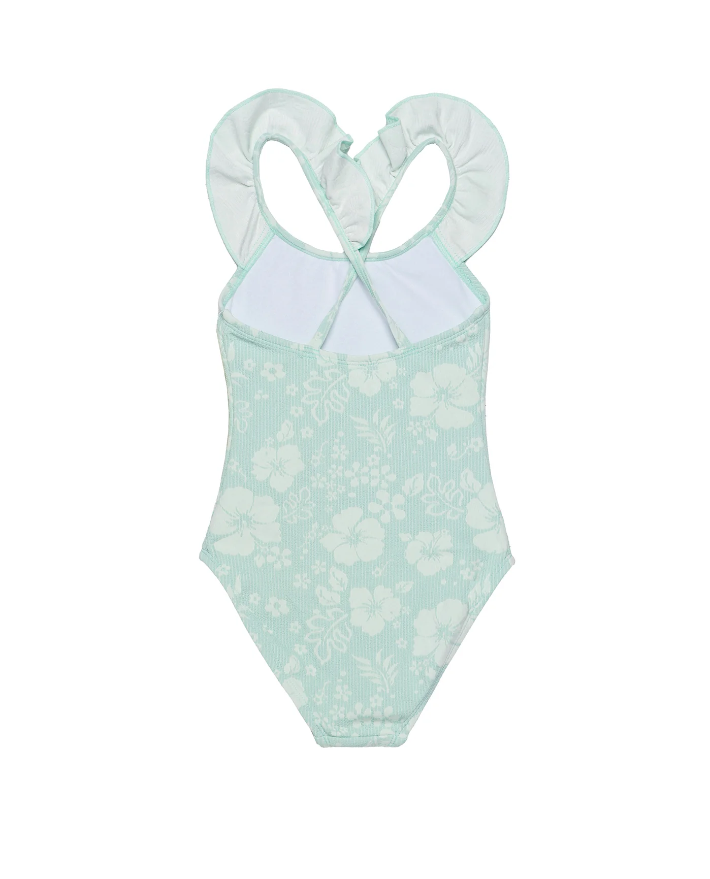 California Dreams Textured Square Neck Ruffle One Piece-Green - Image 2