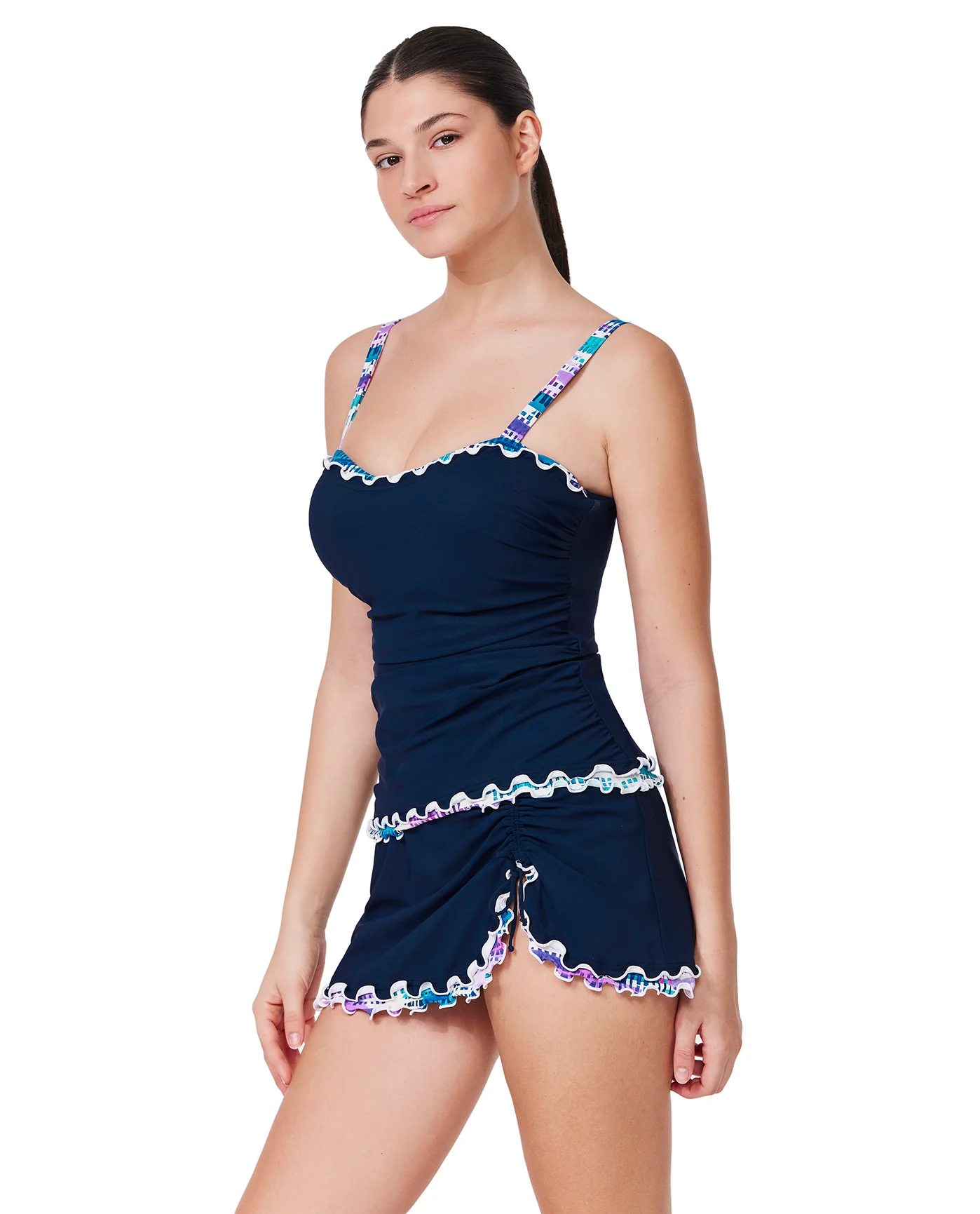 Canva Tricolore D-Cup Tankini Top-Navy - Image 2