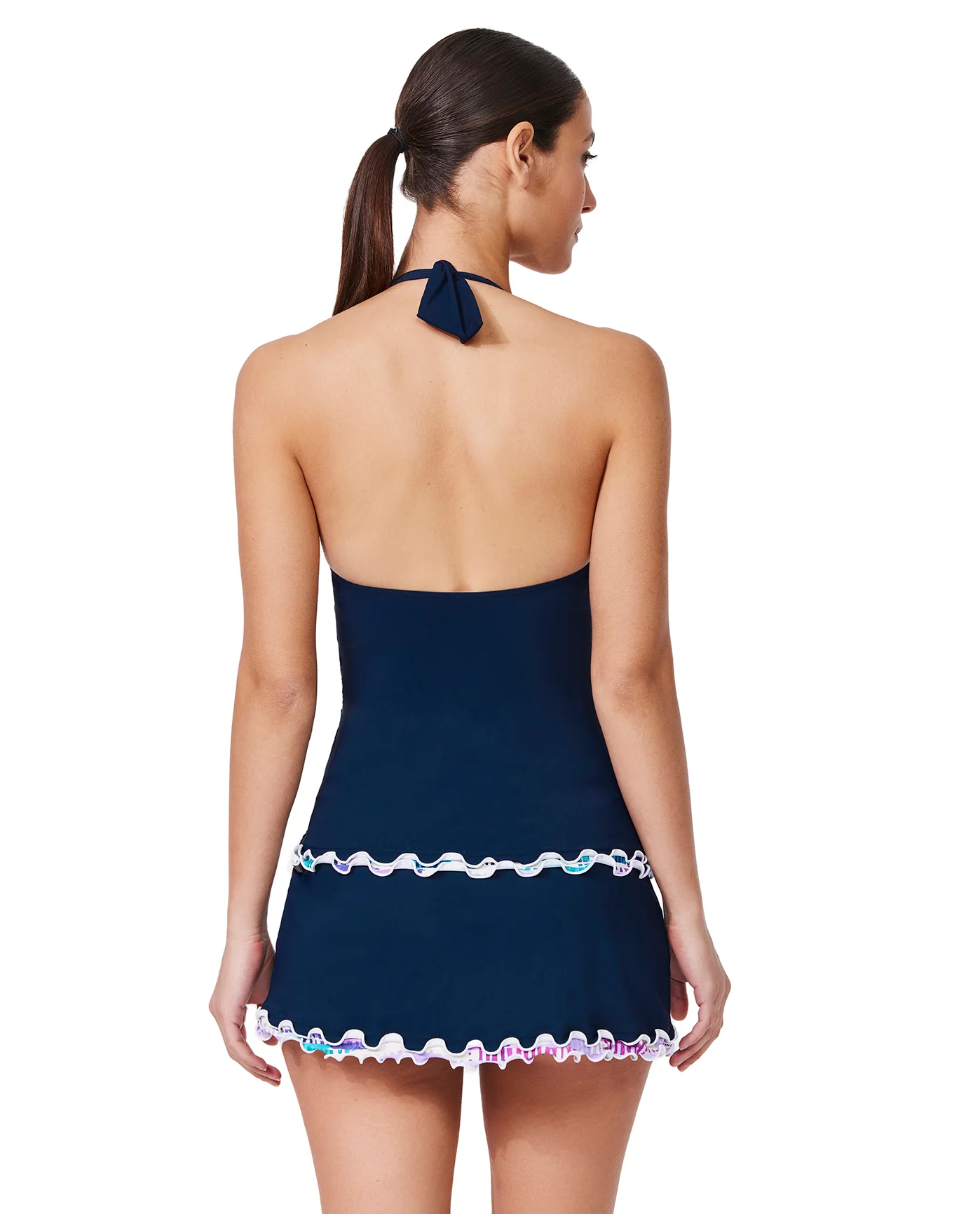 Canva Tricolore Halter Tankini Top-Navy - Image 2