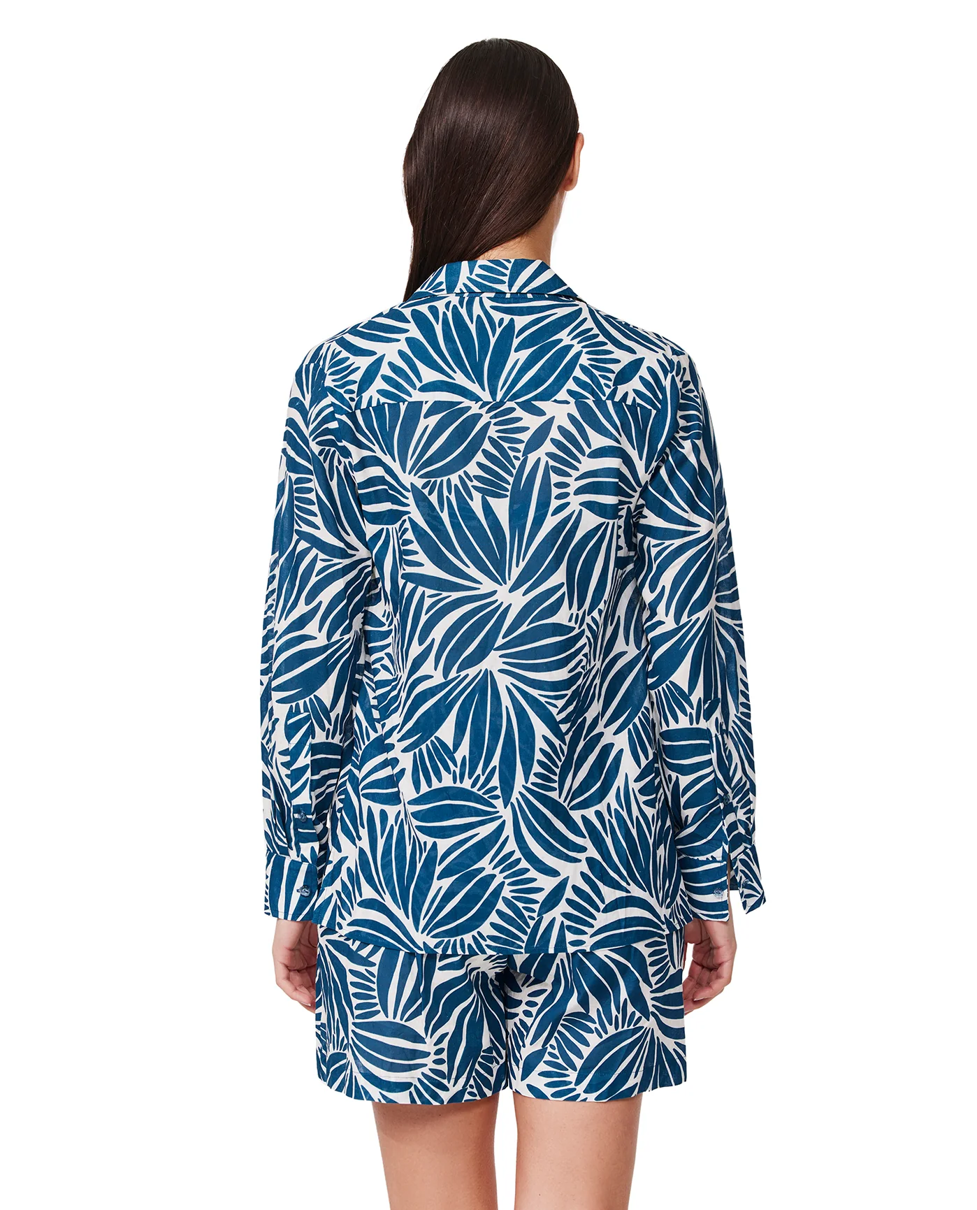 Comeback Button Down Shirt Cover-Up -Petr/whi - Image 2
