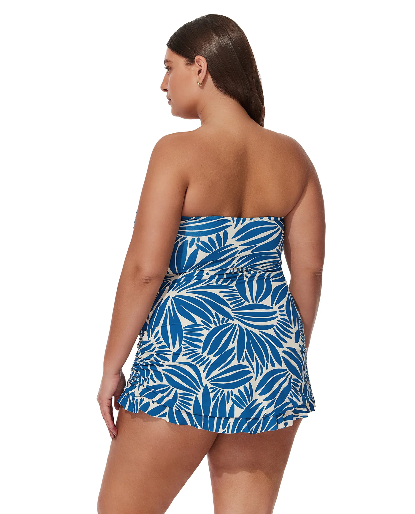 Comeback Plus Size Bandeau Swimdress -Petr/whi - Image 2