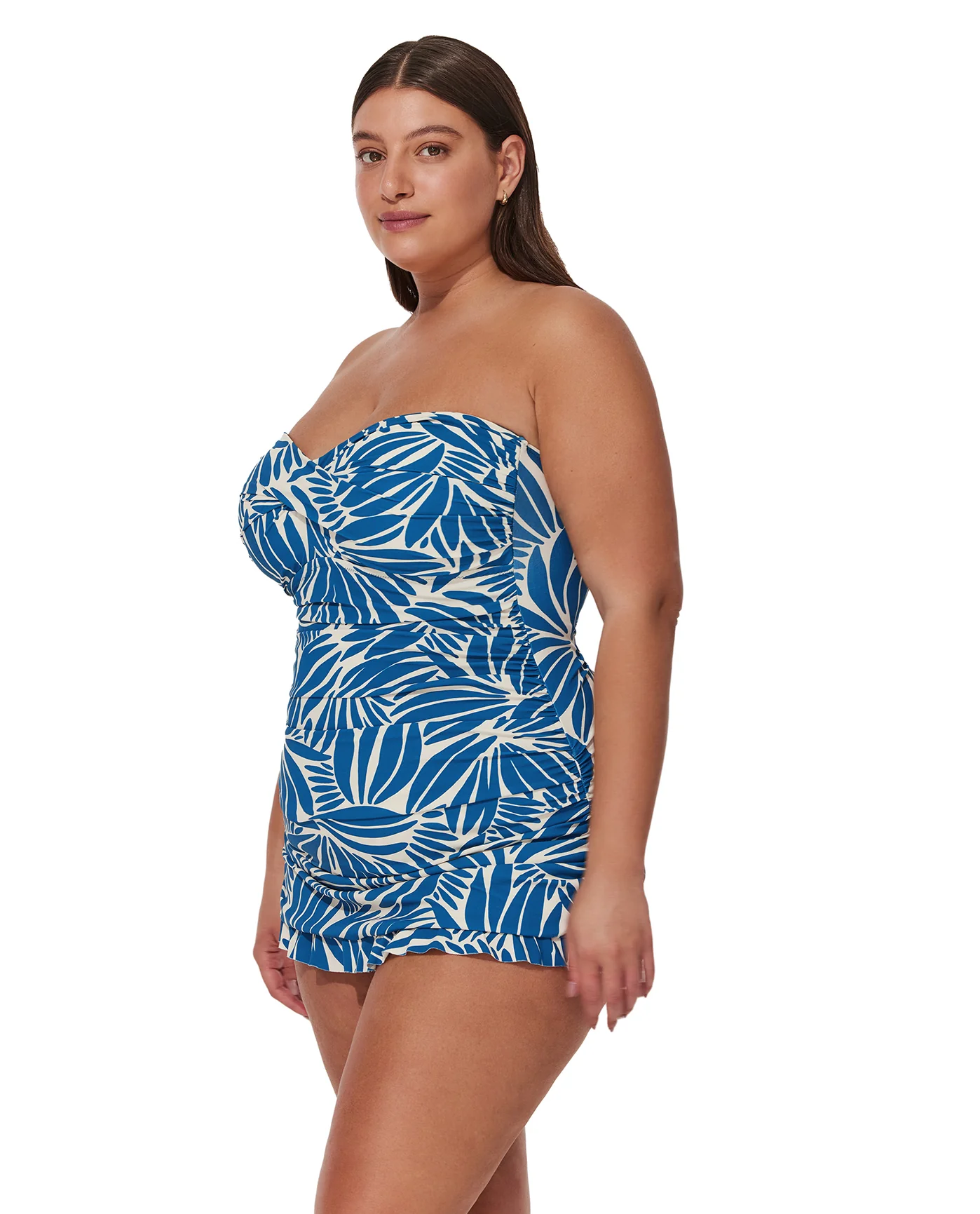 Comeback Plus Size Bandeau Swimdress -Petr/whi - Image 3
