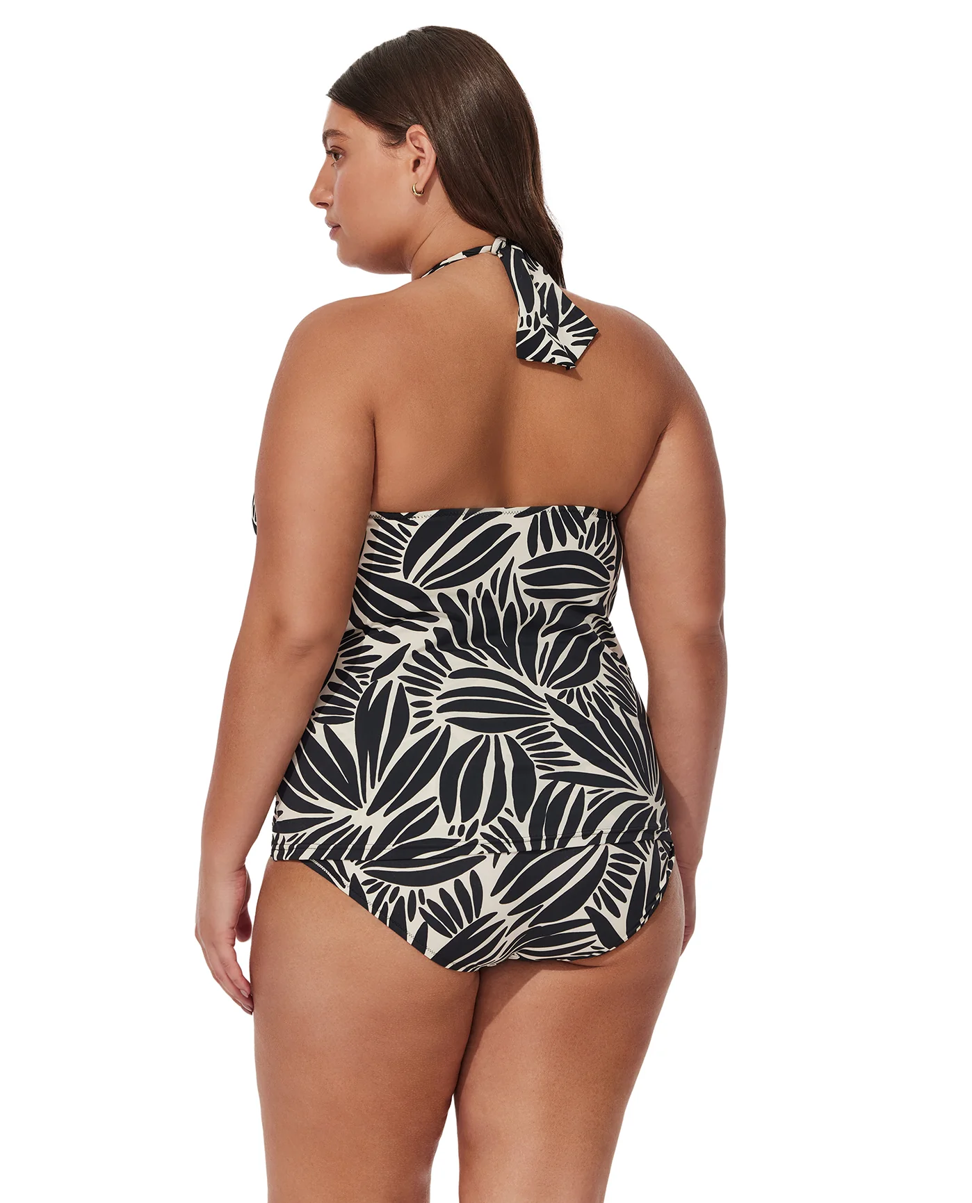 Comeback Plus Size Halter Tankini Top -Blk/wh - Image 2