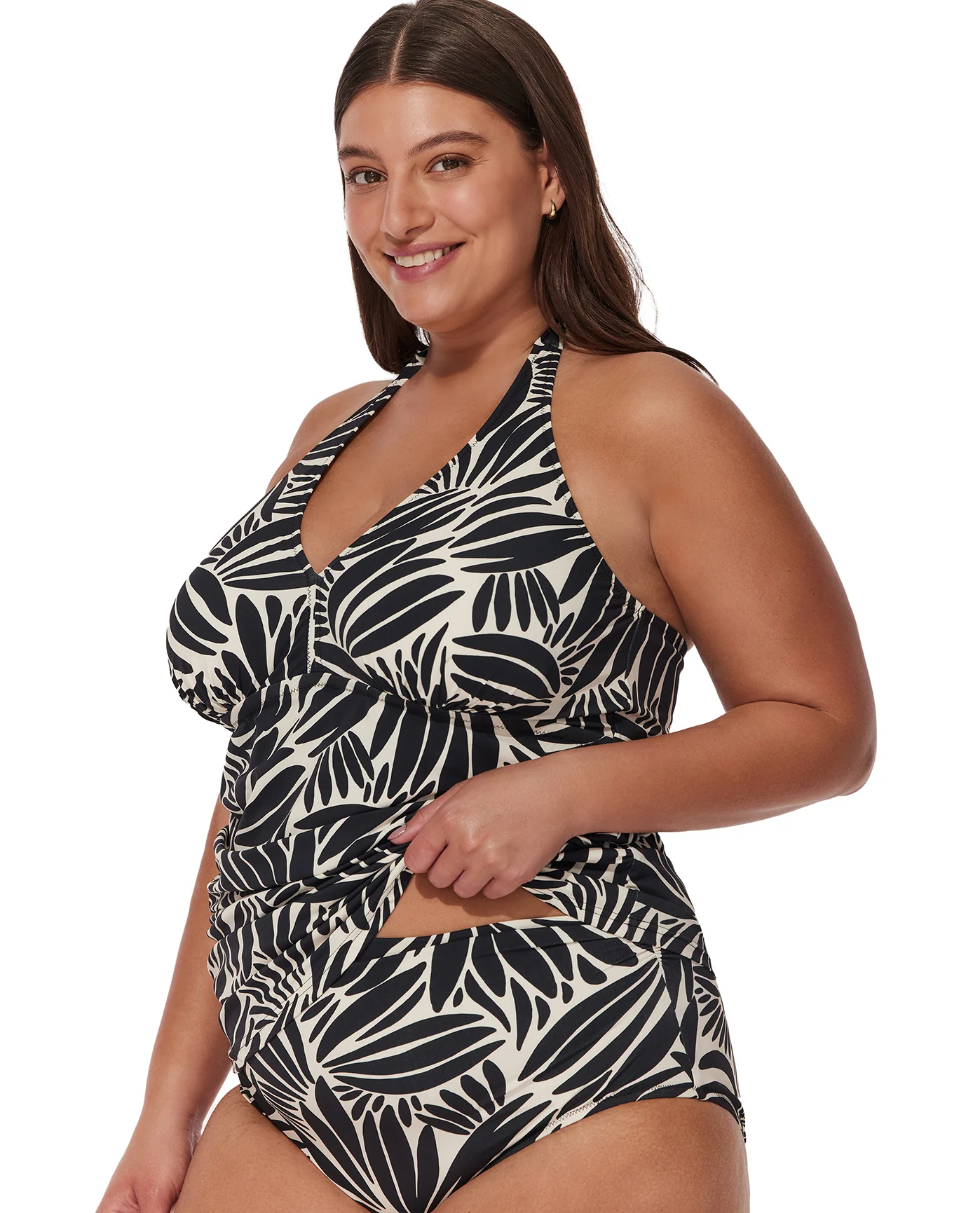 Comeback Plus Size Halter Tankini Top -Blk/wh - Image 4