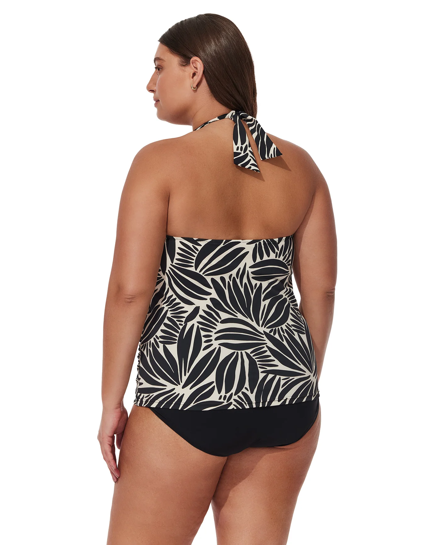 Comeback Plus Size Halter Tankini Top -Blk/wh - Image 6
