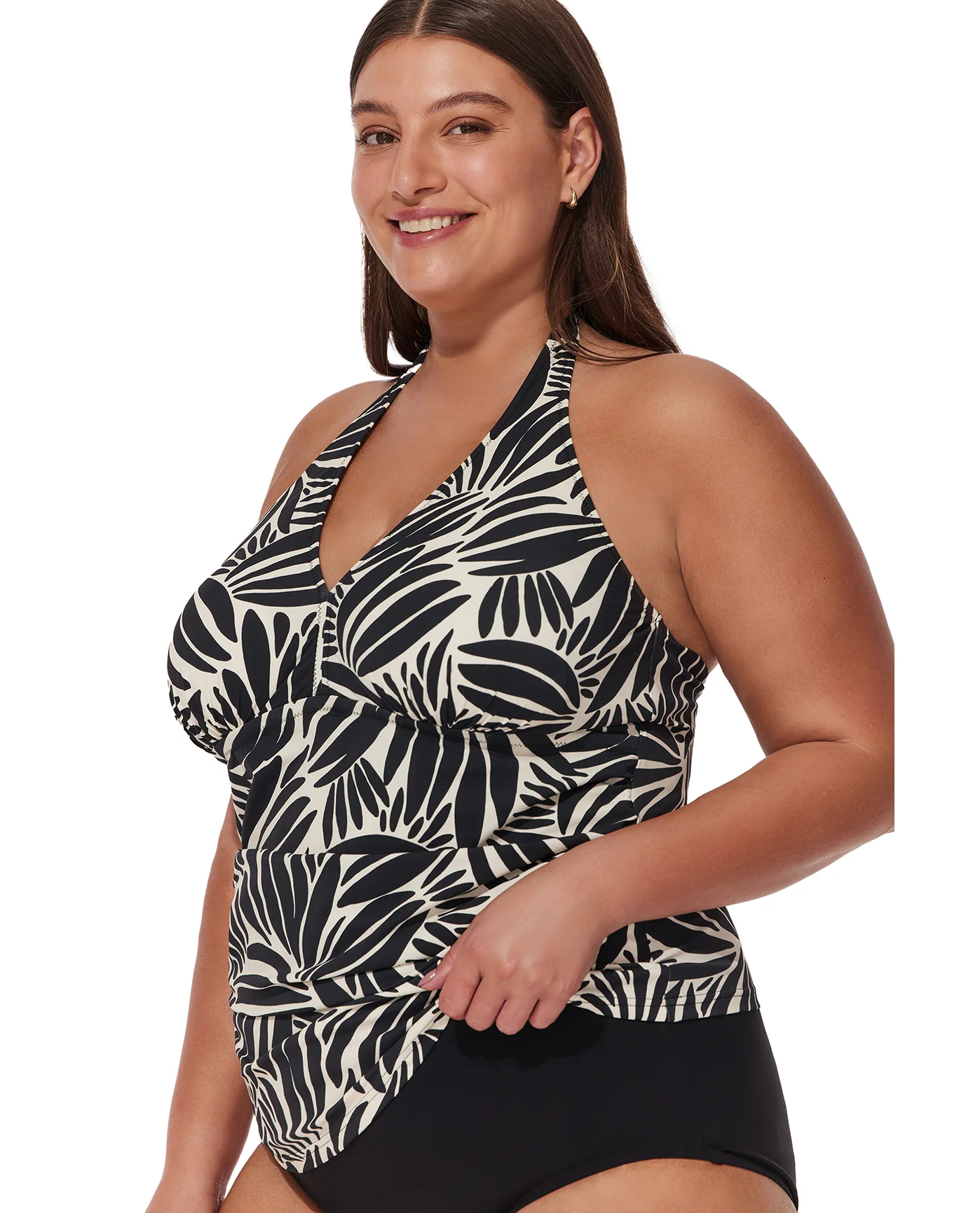 Comeback Plus Size Halter Tankini Top -Blk/wh - Image 8