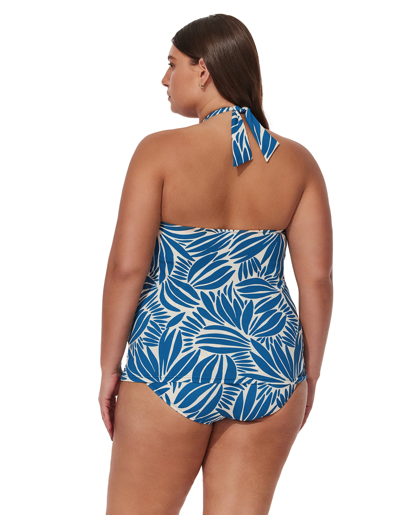 Comeback Plus Size Halter Tankini Top-Petr/whi - Image 2