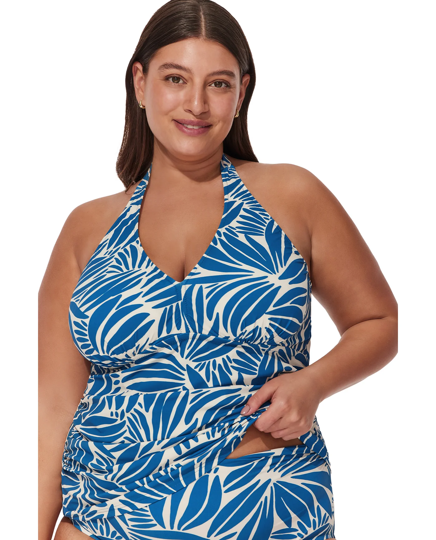 Comeback Plus Size Halter Tankini Top-Petr/whi - Image 4