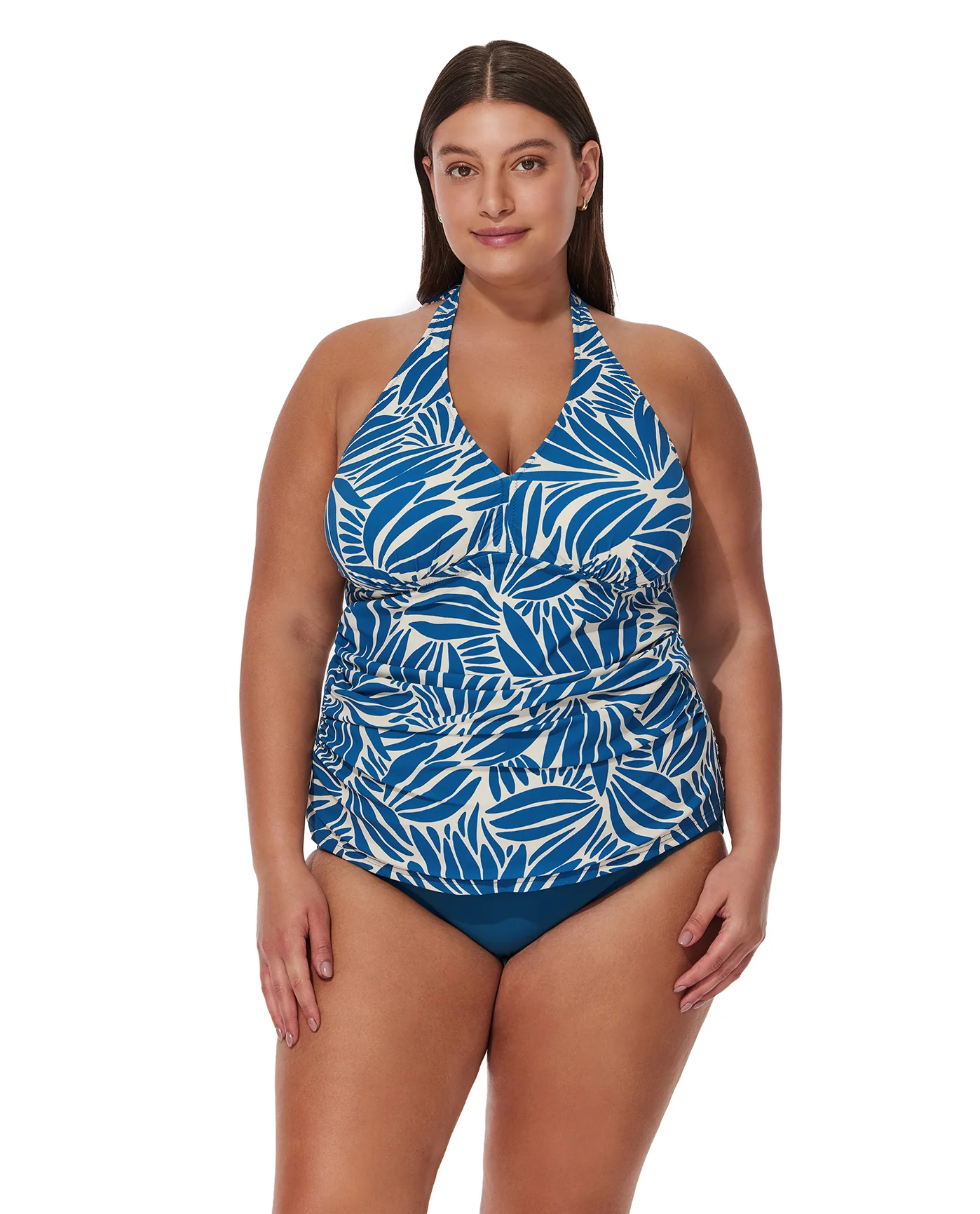 Comeback Plus Size Halter Tankini Top-Petr/whi - Image 5