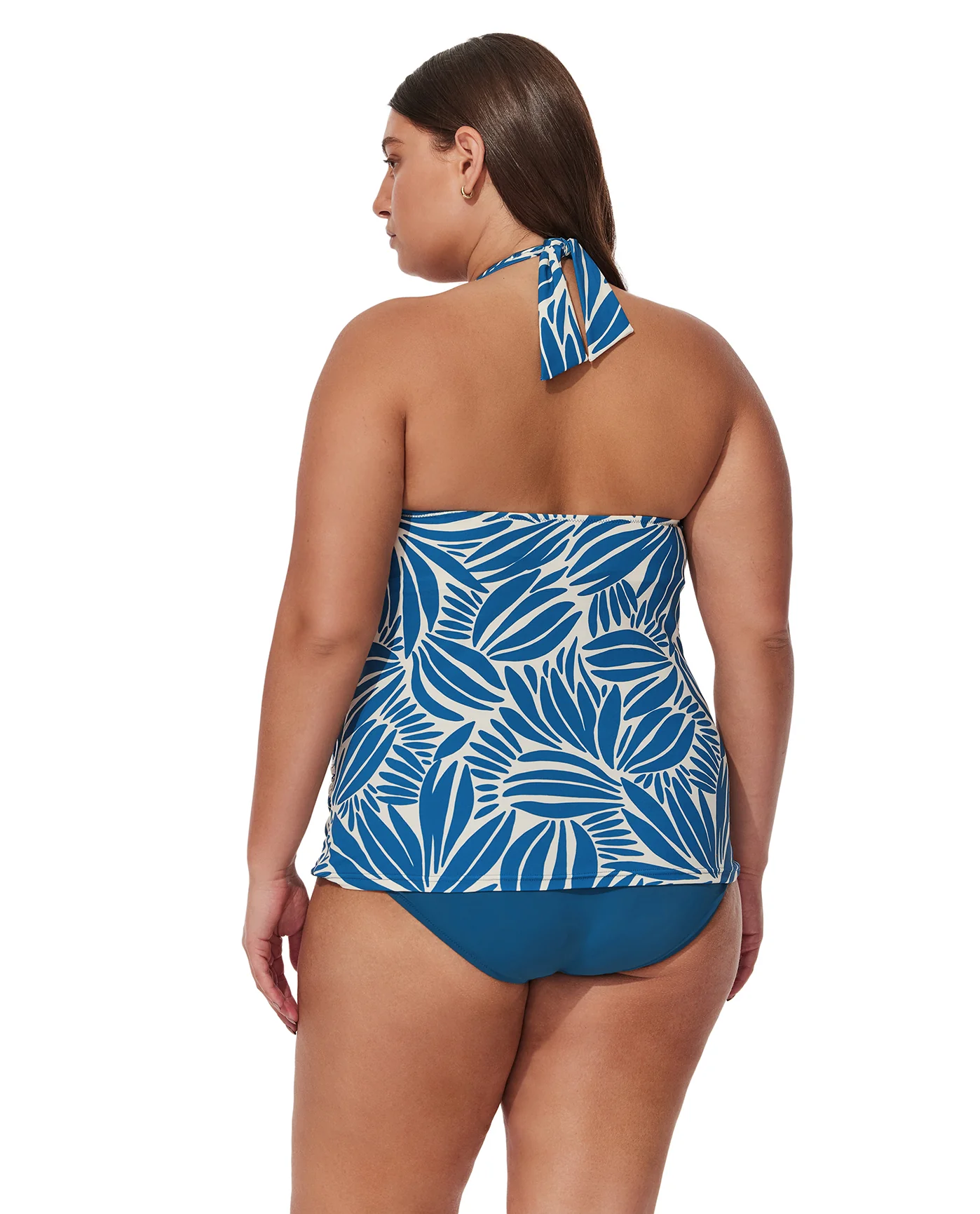 Comeback Plus Size Halter Tankini Top-Petr/whi - Image 6