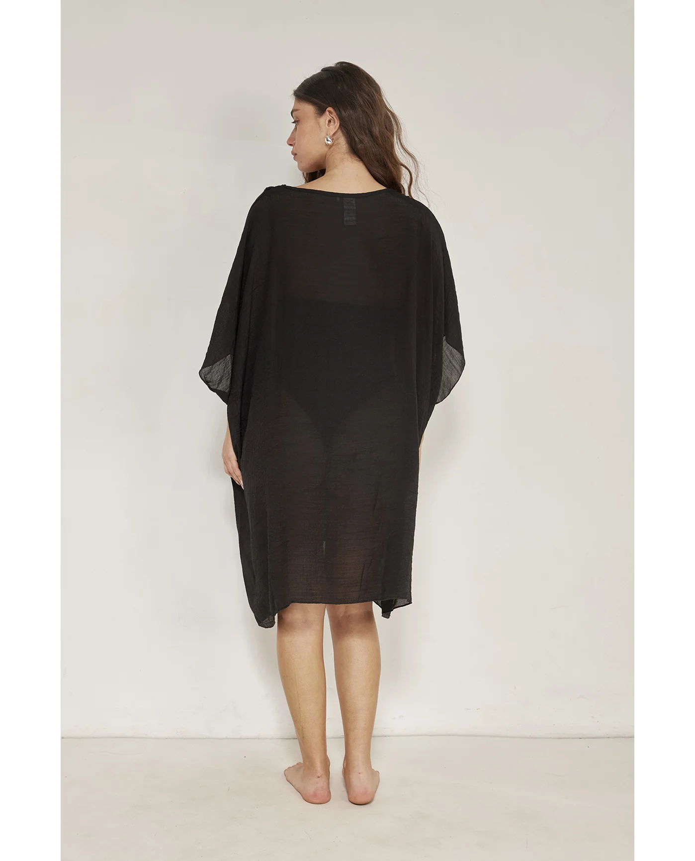 Corfu Short Kaftan Cover-Up-Black - Image 2