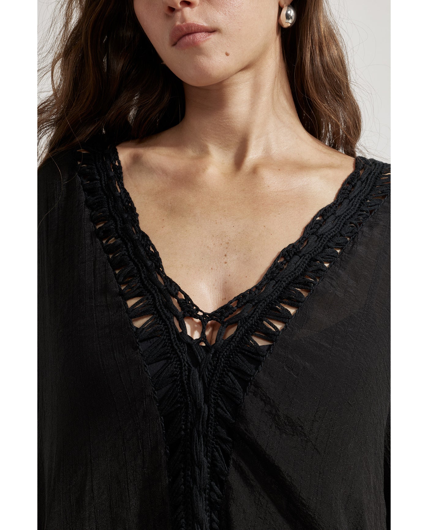 Corfu Short Kaftan Cover-Up-Black - Image 5