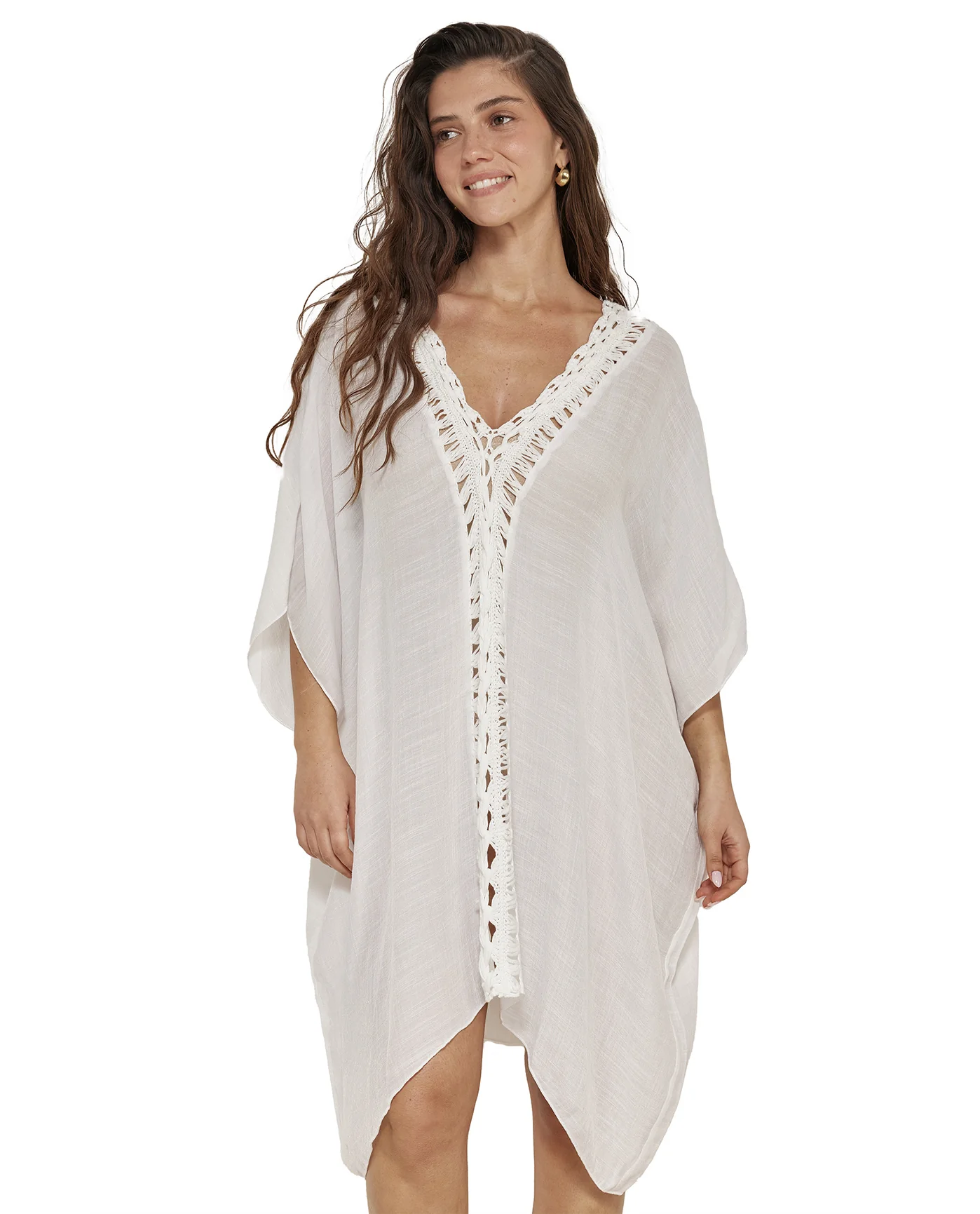 Corfu Short Kaftan Cover-Up-White