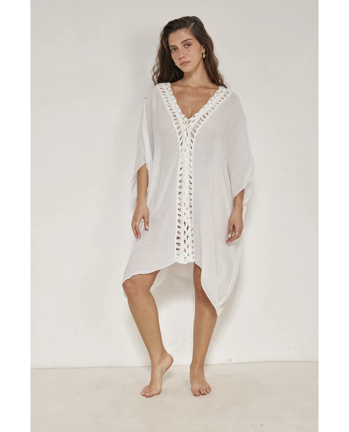 Corfu Short Kaftan Cover-Up-White - Image 3
