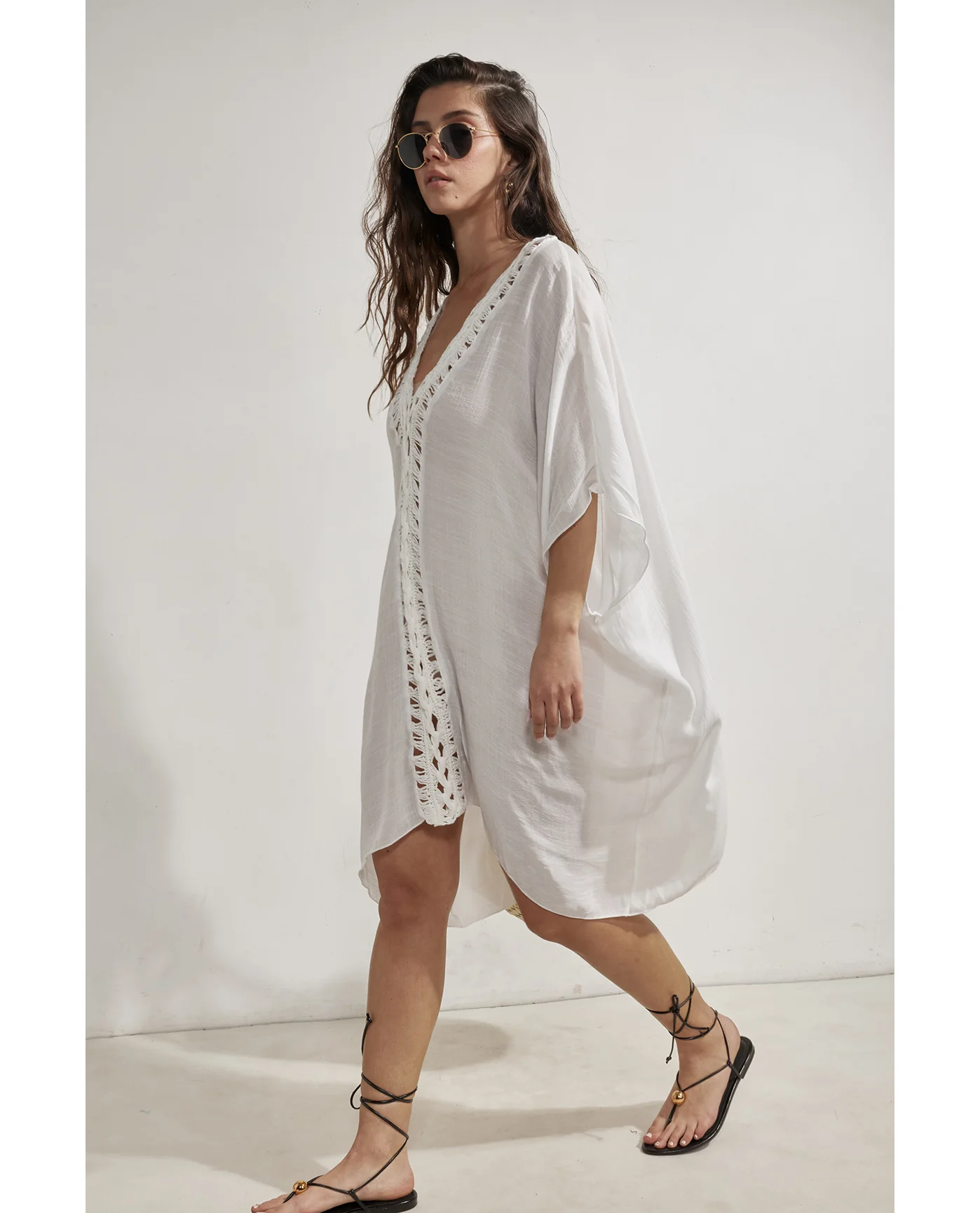 Corfu Short Kaftan Cover-Up-White - Image 4