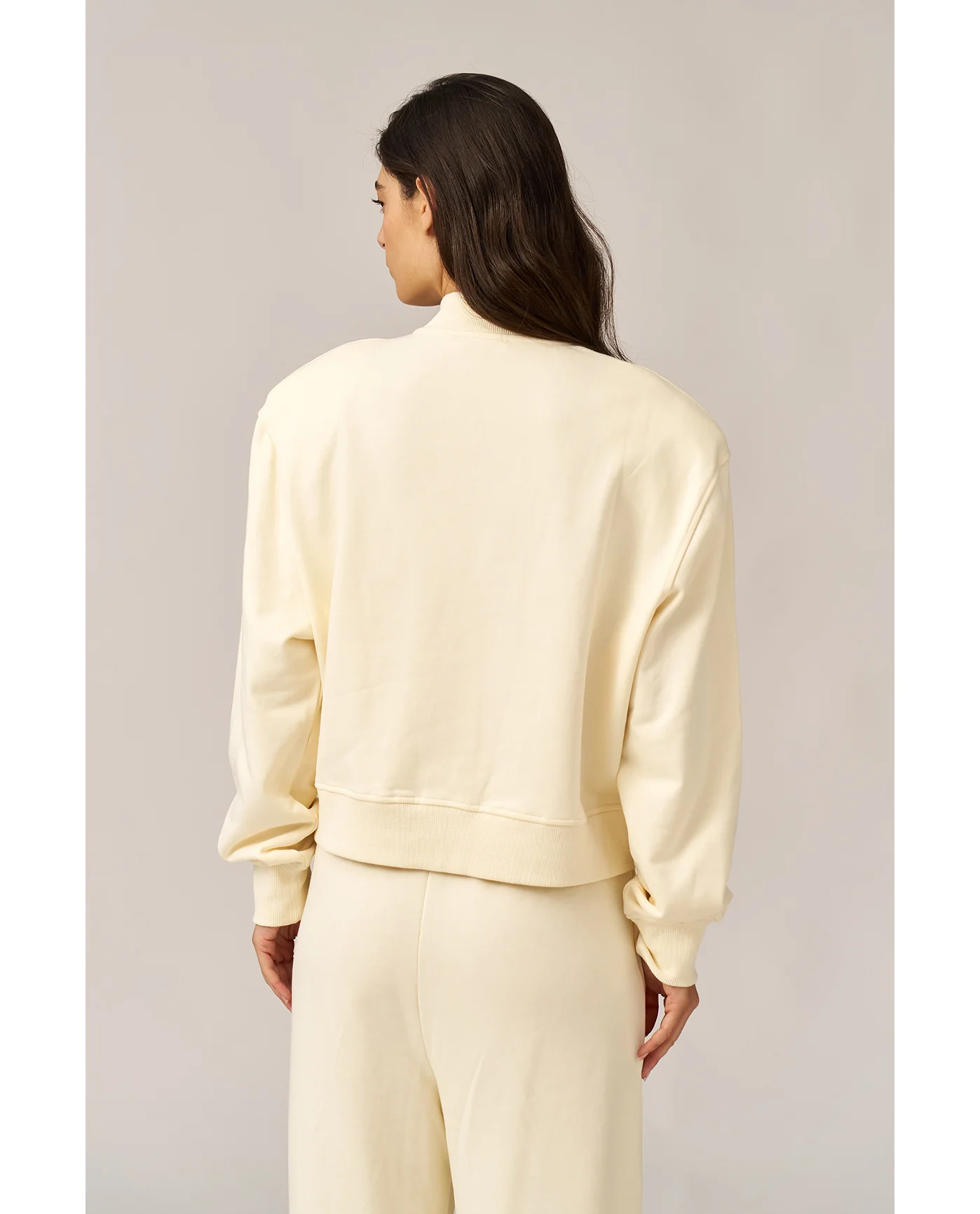 Cozy Coast Airport Bomber Sweatshirt-Cream - Image 2