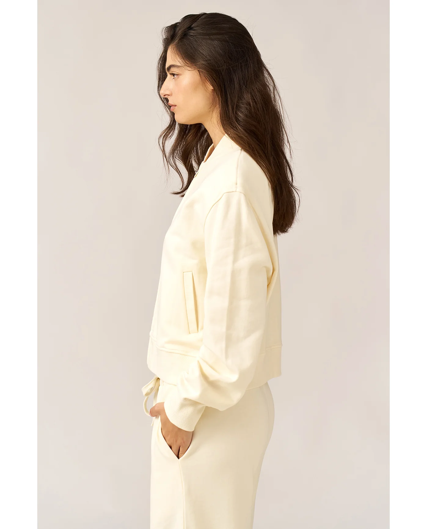 Cozy Coast Airport Bomber Sweatshirt-Cream - Image 3
