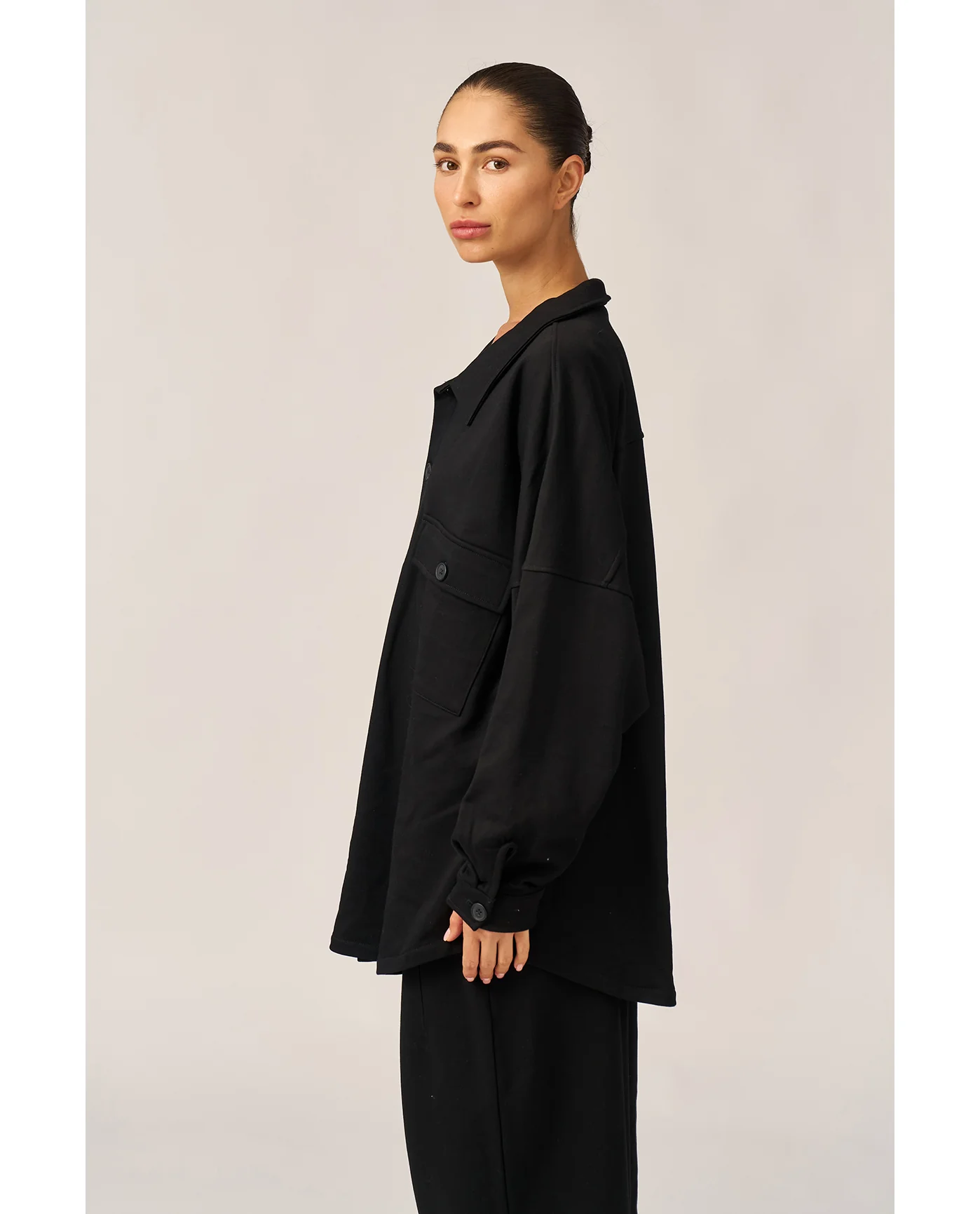 Cozy Coast Airport Button Up Shacket-Black - Image 3