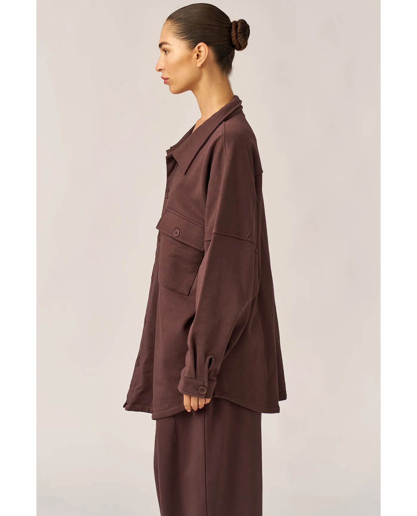 Cozy Coast Airport Button Up Shacket-Brown - Image 3