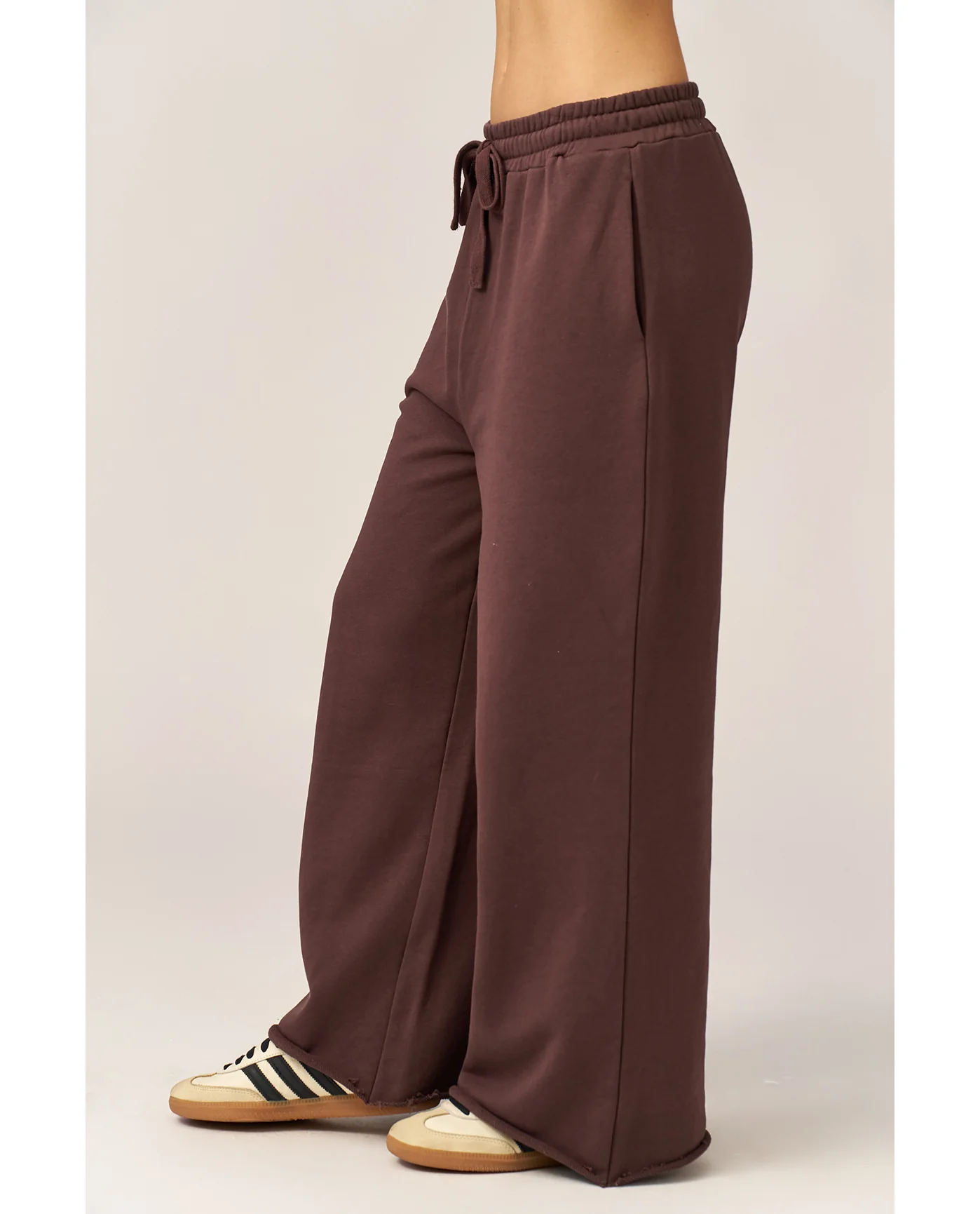 Cozy Coast Airport Wide Leg Sweatpants-Brown - Image 3