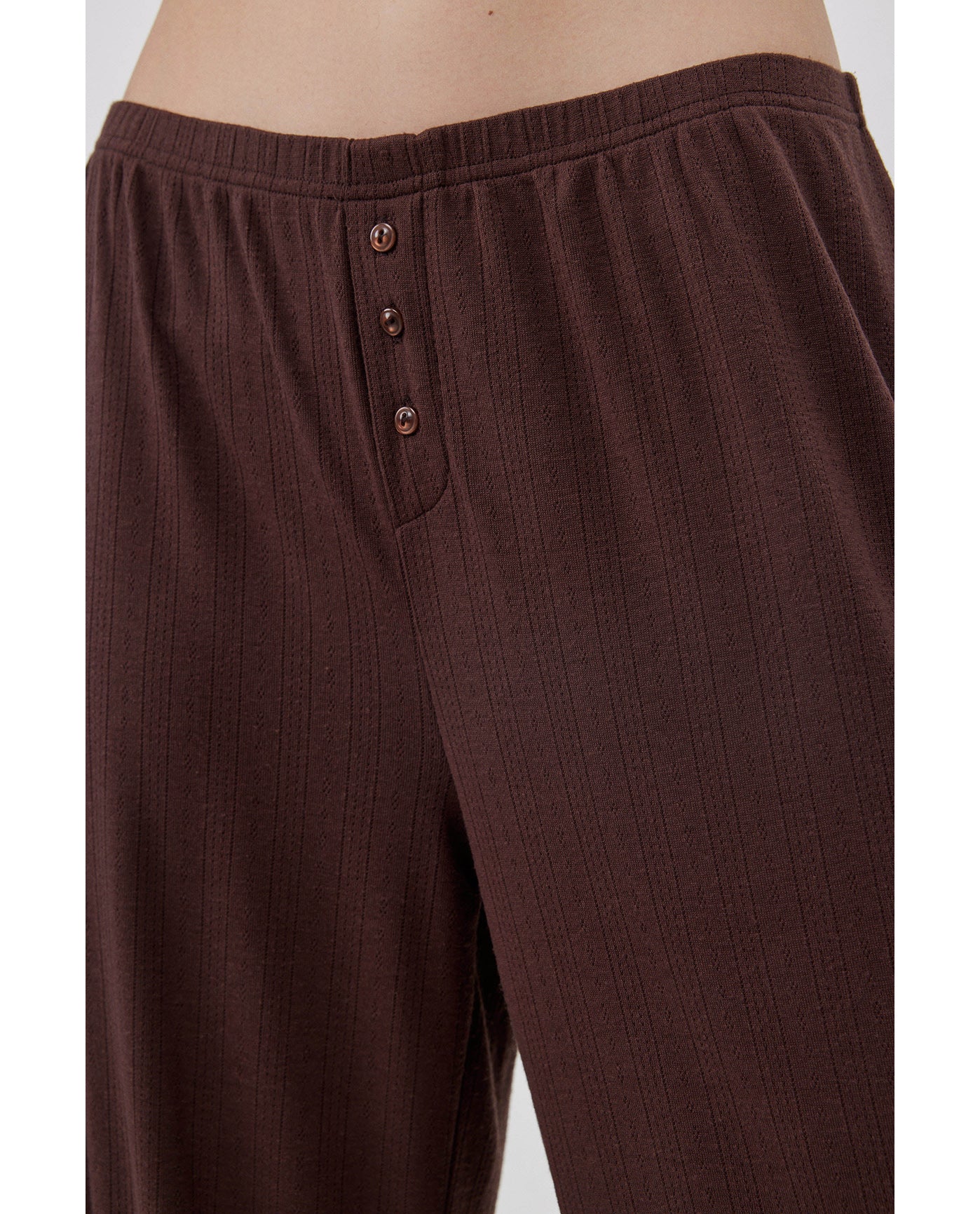 Daydream Pointelle Loungewear Boxer Pants-Brown - Image 4