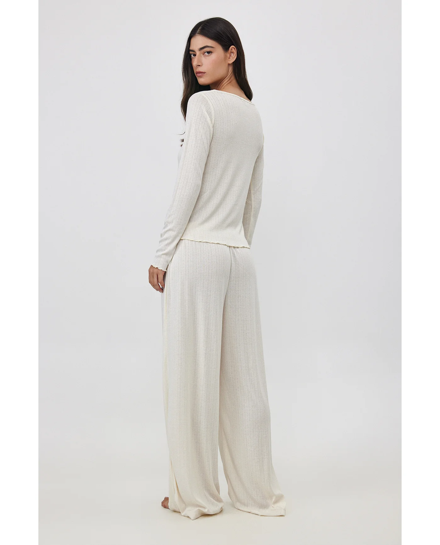 Daydream Pointelle Loungewear Boxer Pants-Cream - Image 3