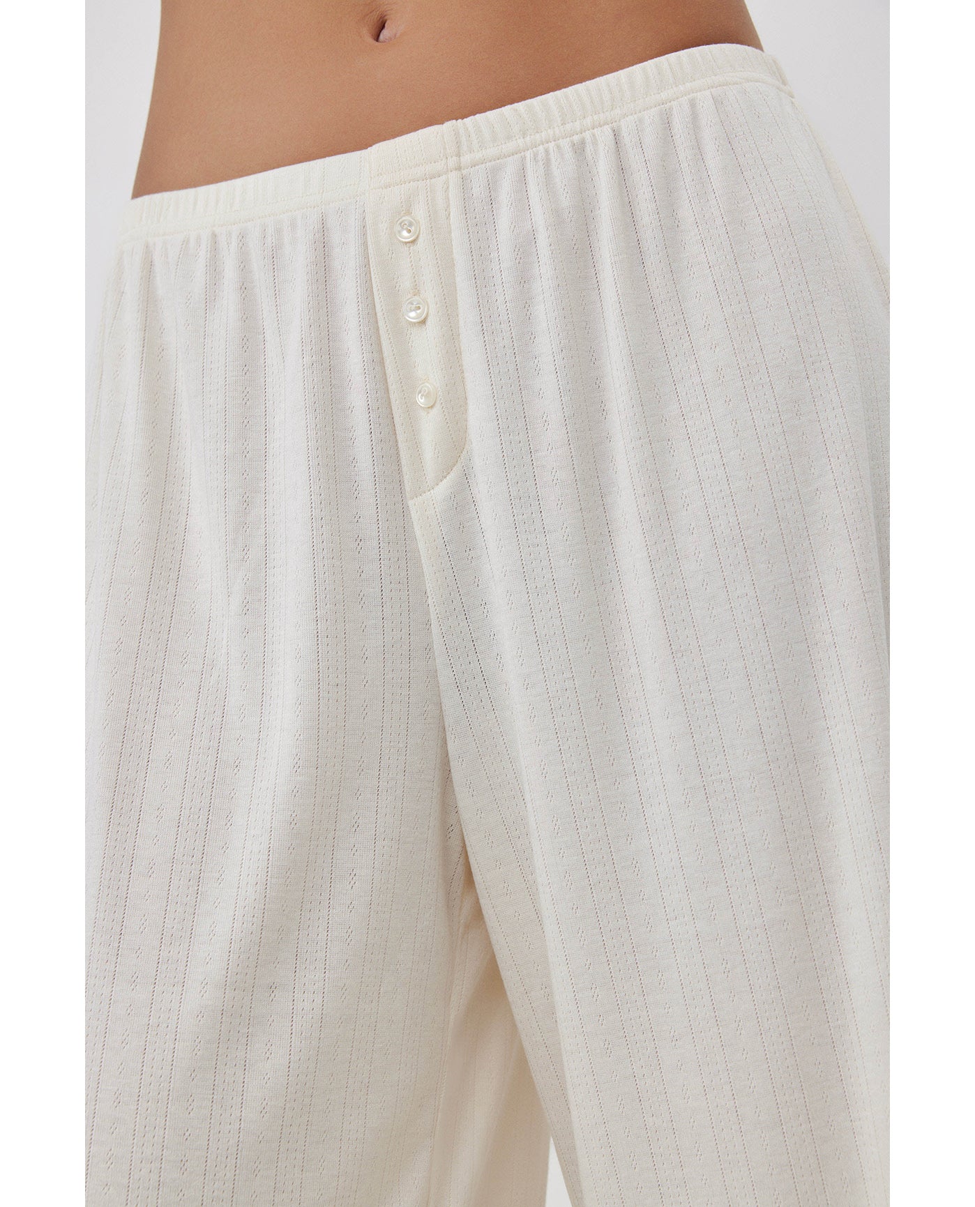Daydream Pointelle Loungewear Boxer Pants-Cream - Image 4