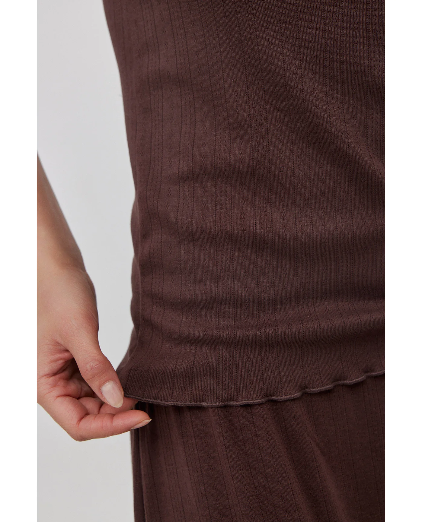 Daydream Pointelle Loungewear Tank Top -Brown - Image 4