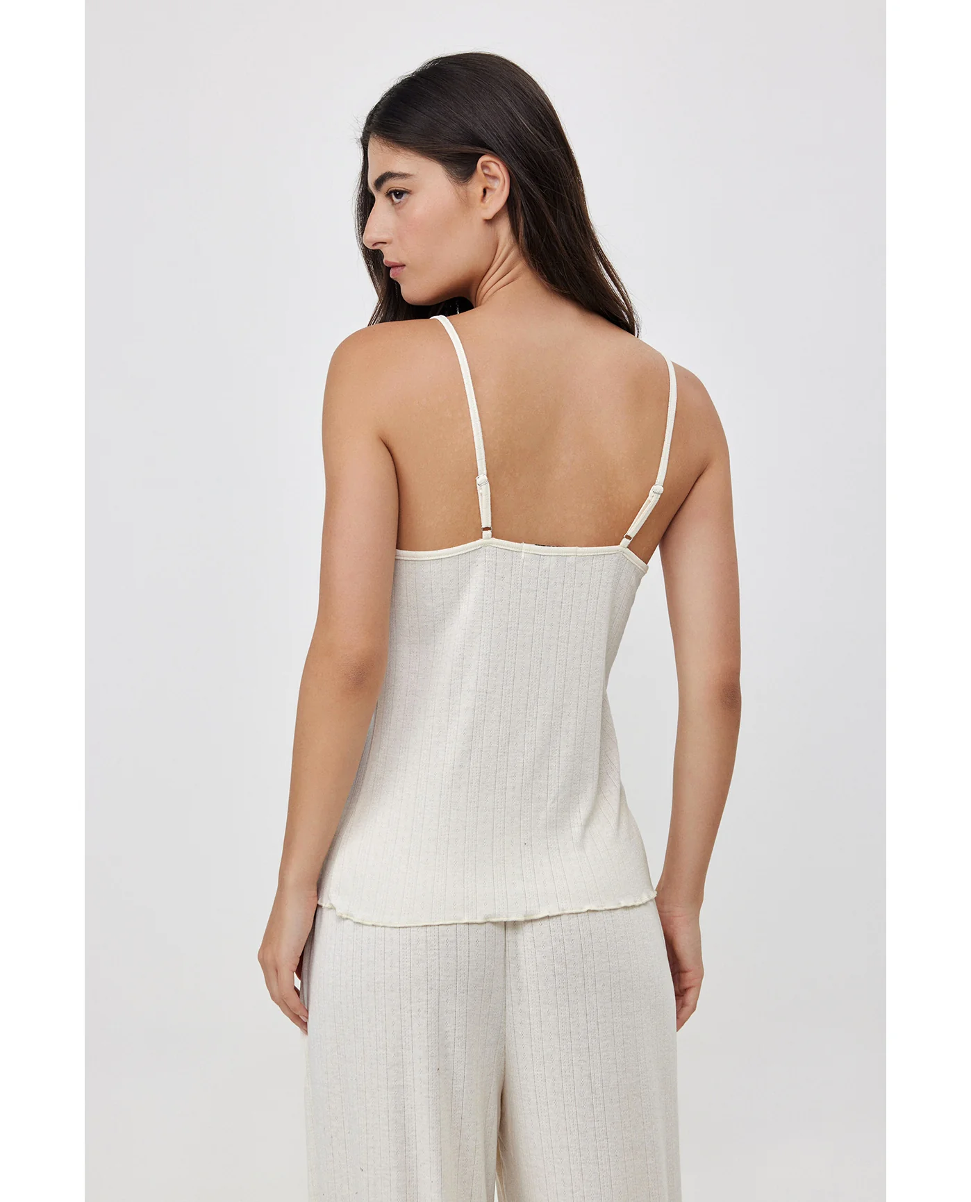 Daydream Pointelle Loungewear Tank Top -Cream - Image 2