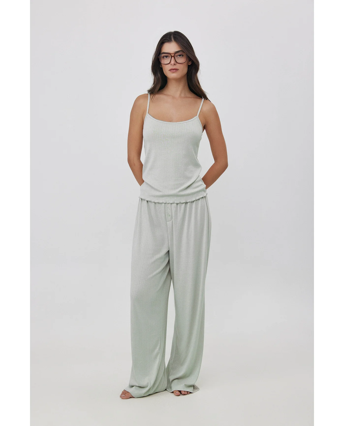 Daydream Pointelle Loungewear Tank Top -Lt green - Image 3