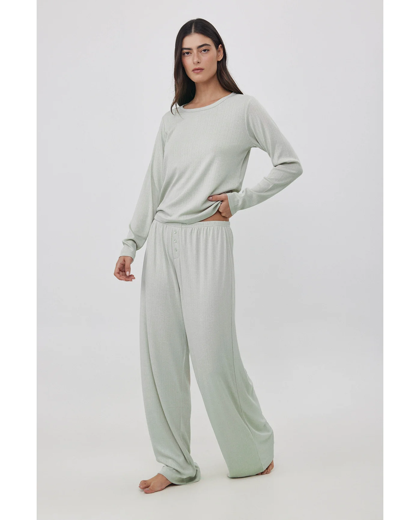 Daydream Pointelle Loungewear Top -Lt green - Image 3