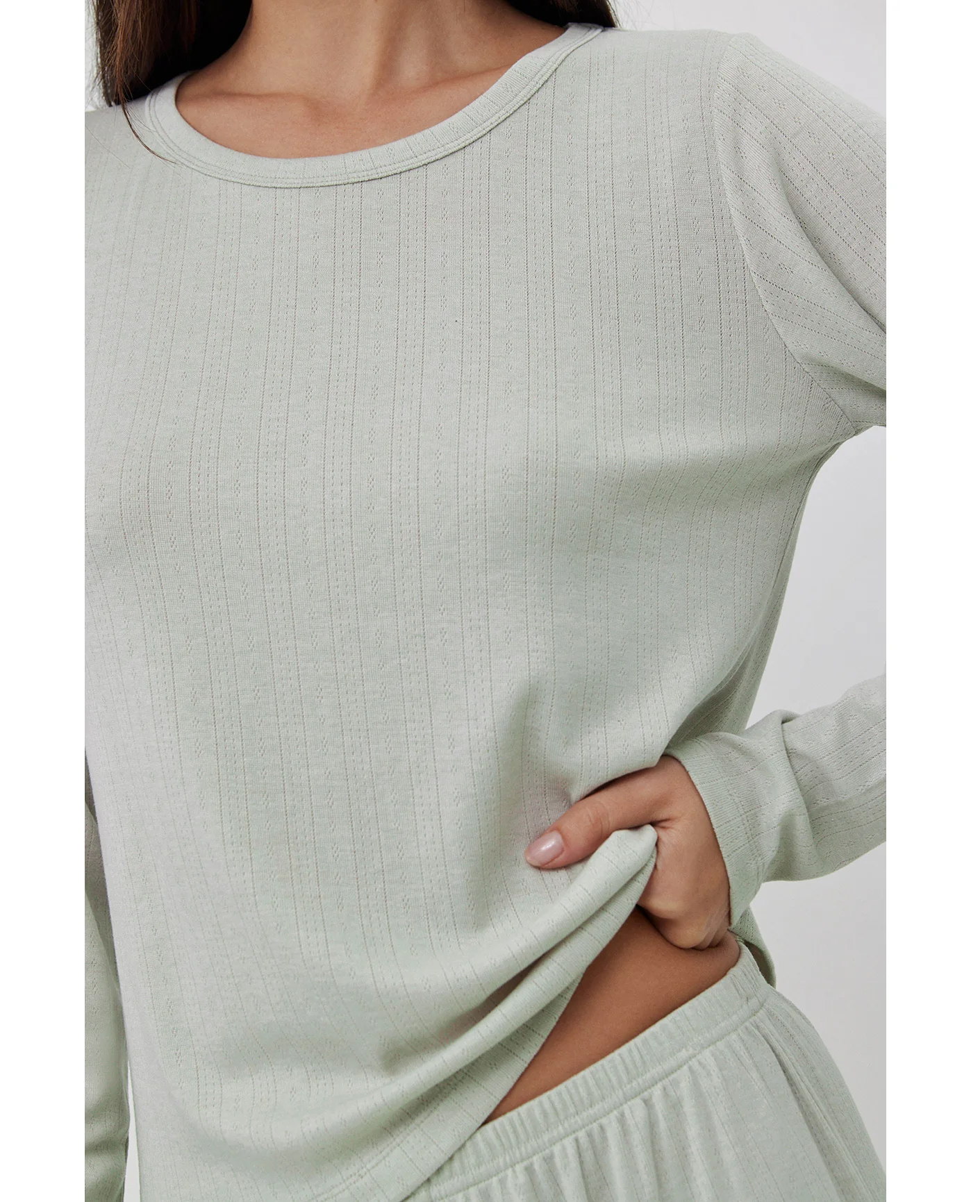 Daydream Pointelle Loungewear Top -Lt green - Image 4