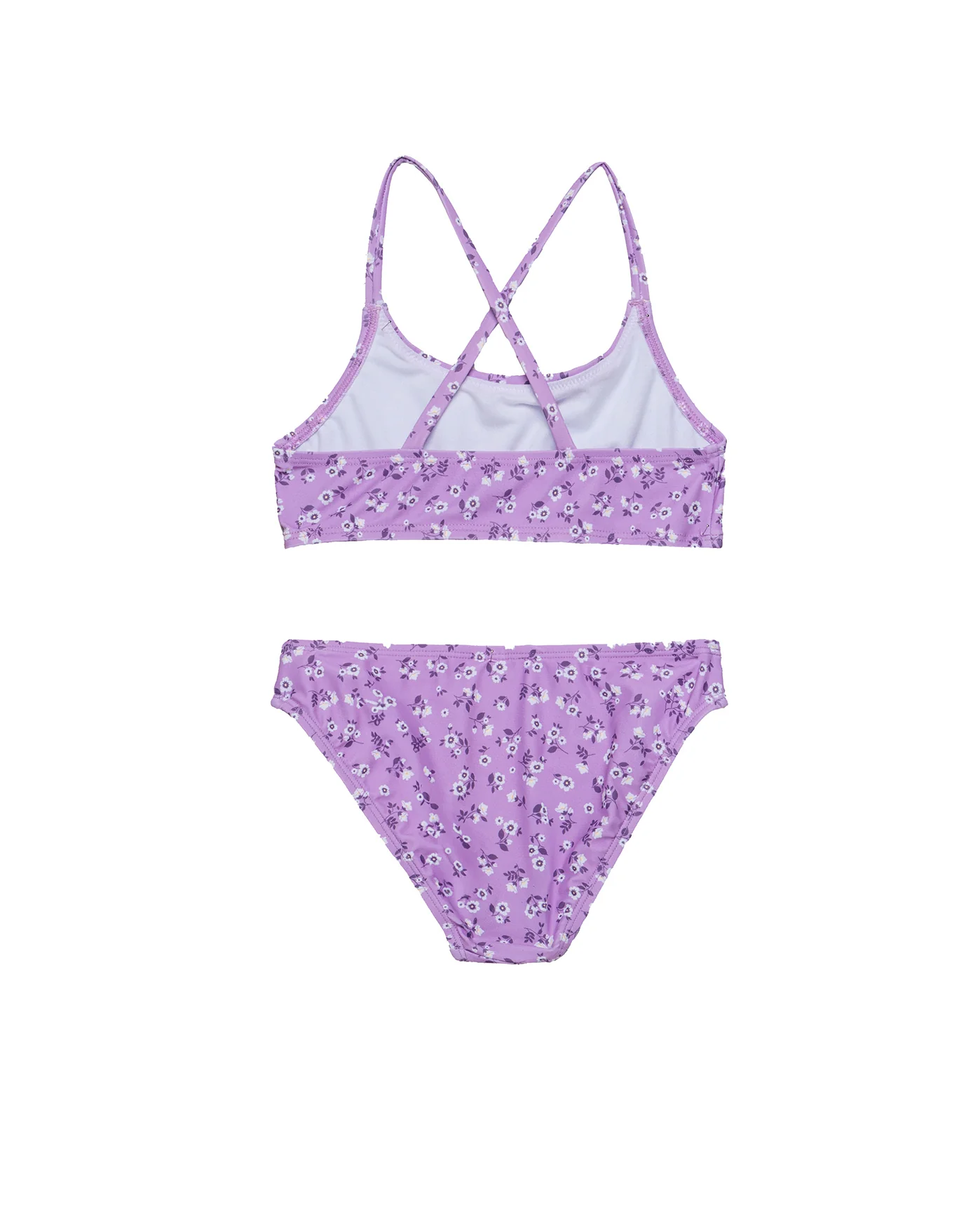 Ditsy Floral Criss Cross Strap Swim Set-Violet - Image 2
