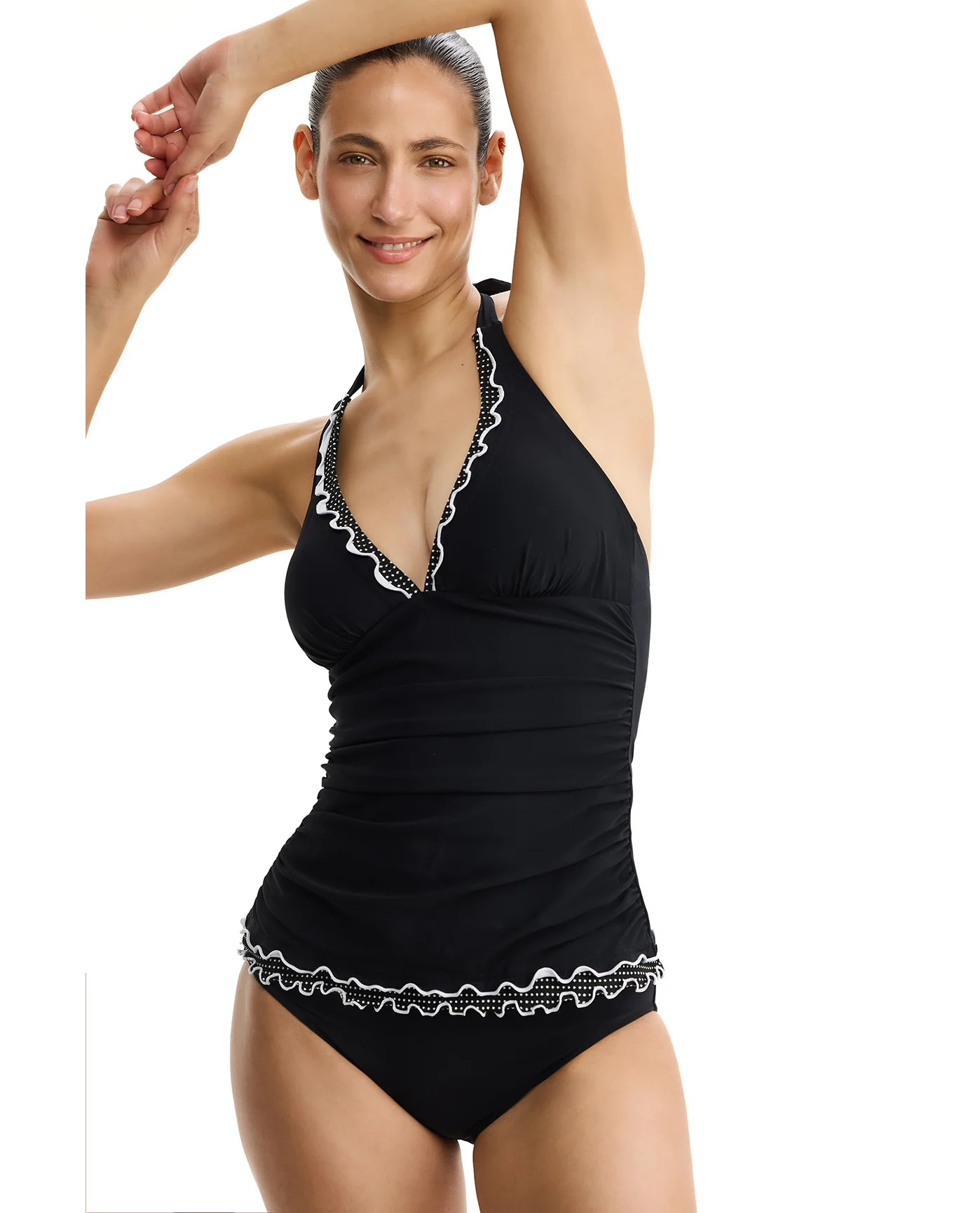 Dottie Delight Halter Tankini Top -Black - Image 7