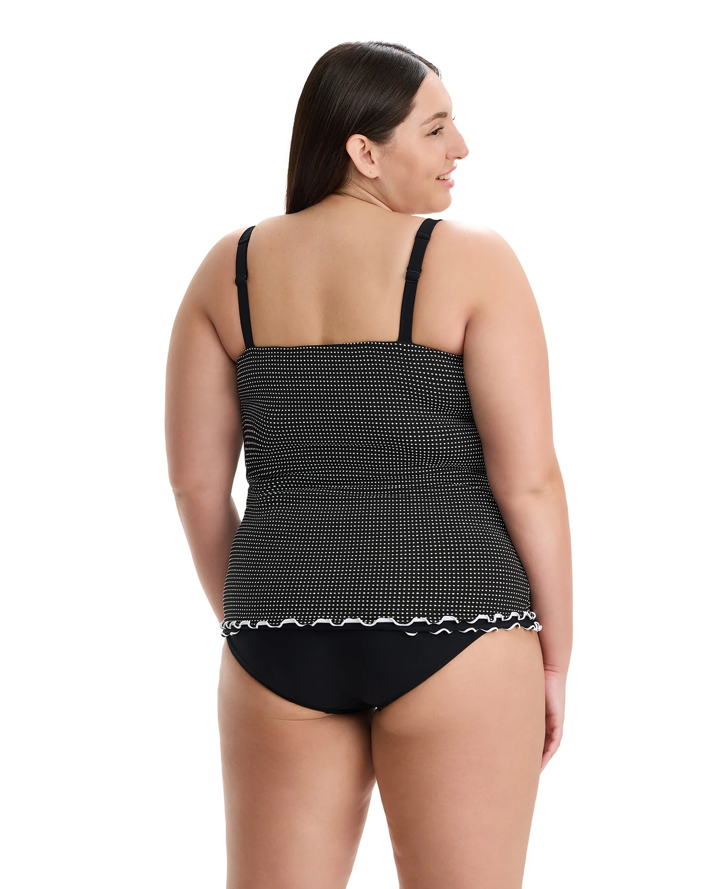 Dottie Delight Plus Size Tankini Top-Black-White - Image 2