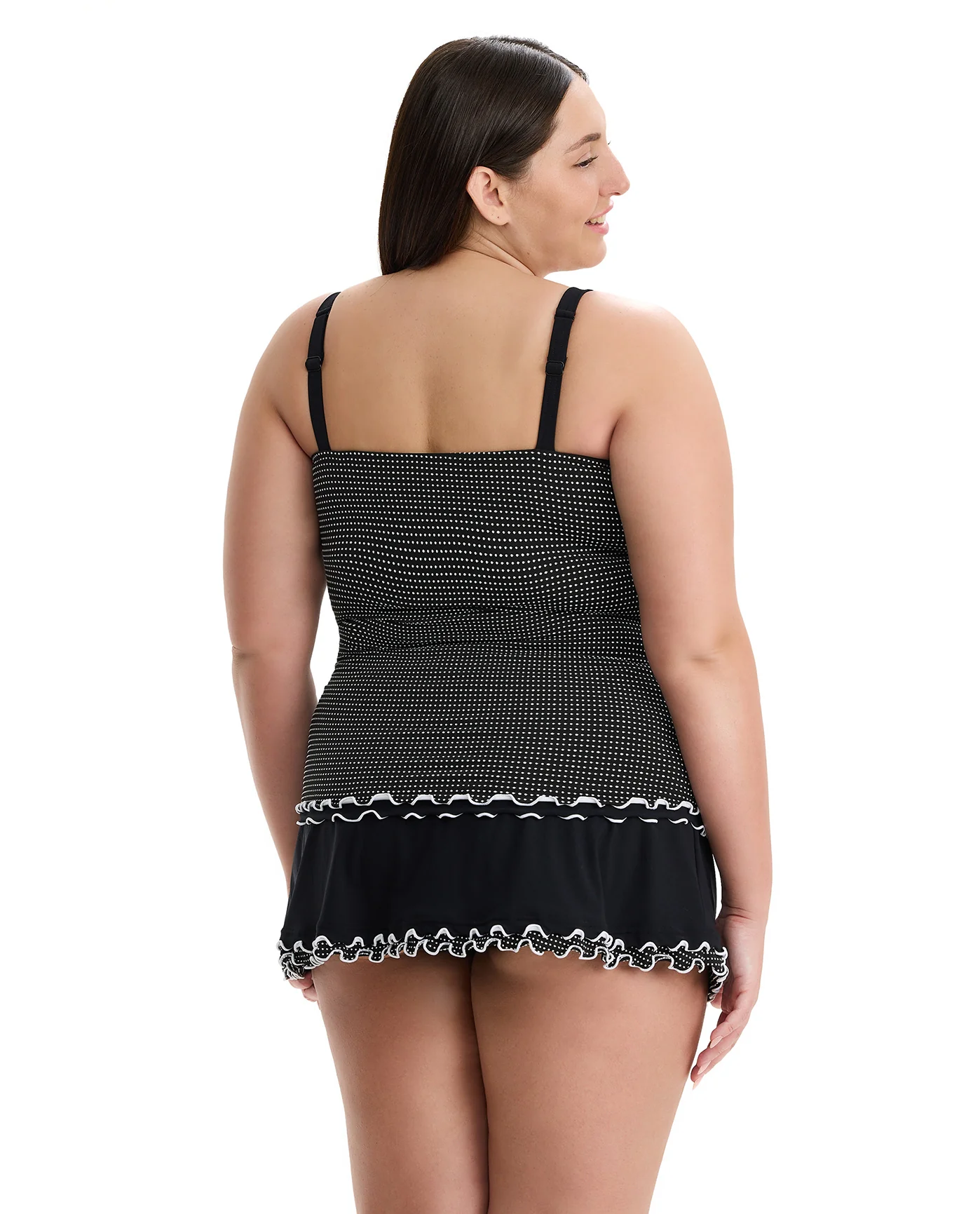 Dottie Delight Plus Size Tankini Top-Black-White - Image 6