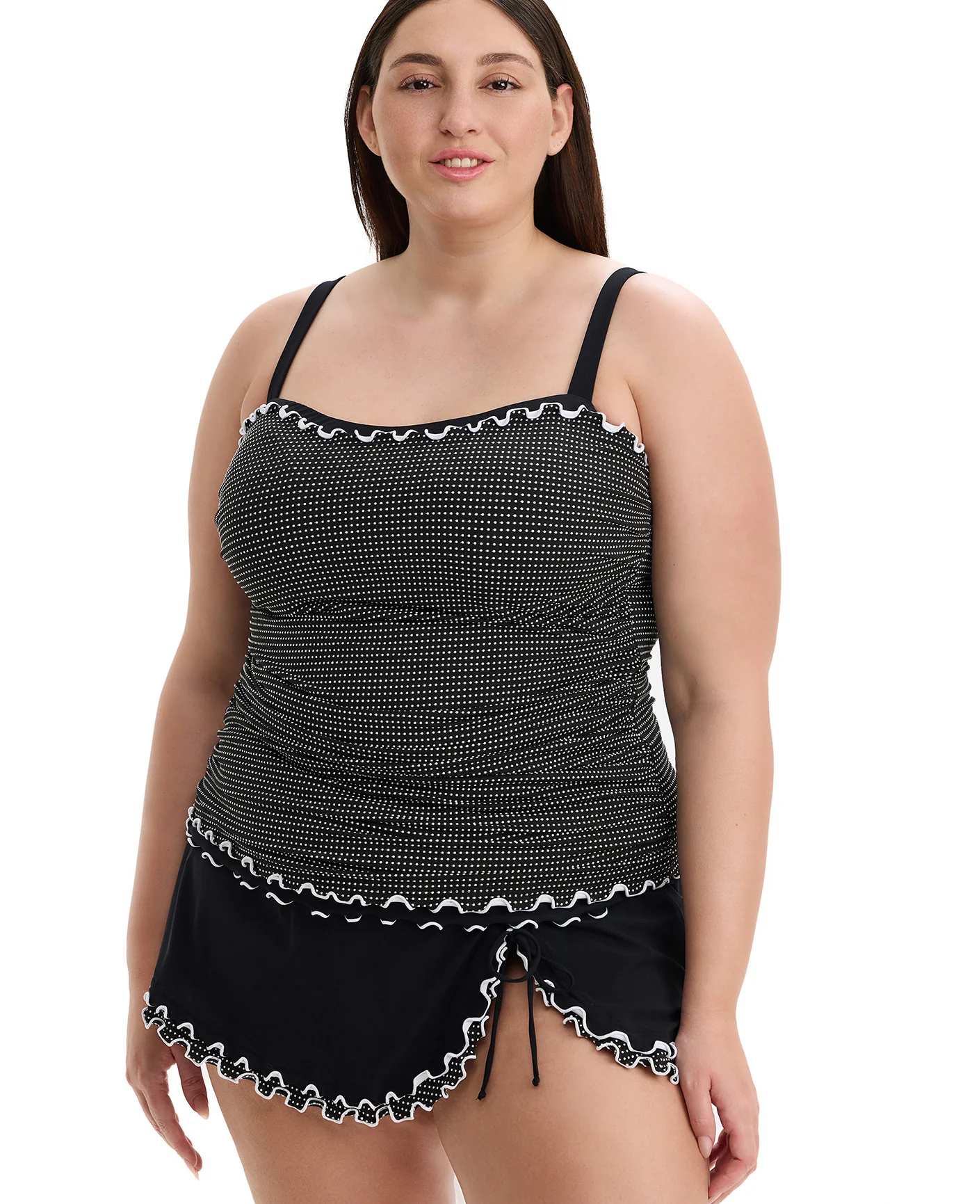 Dottie Delight Plus Size Tankini Top-Black-White - Image 8