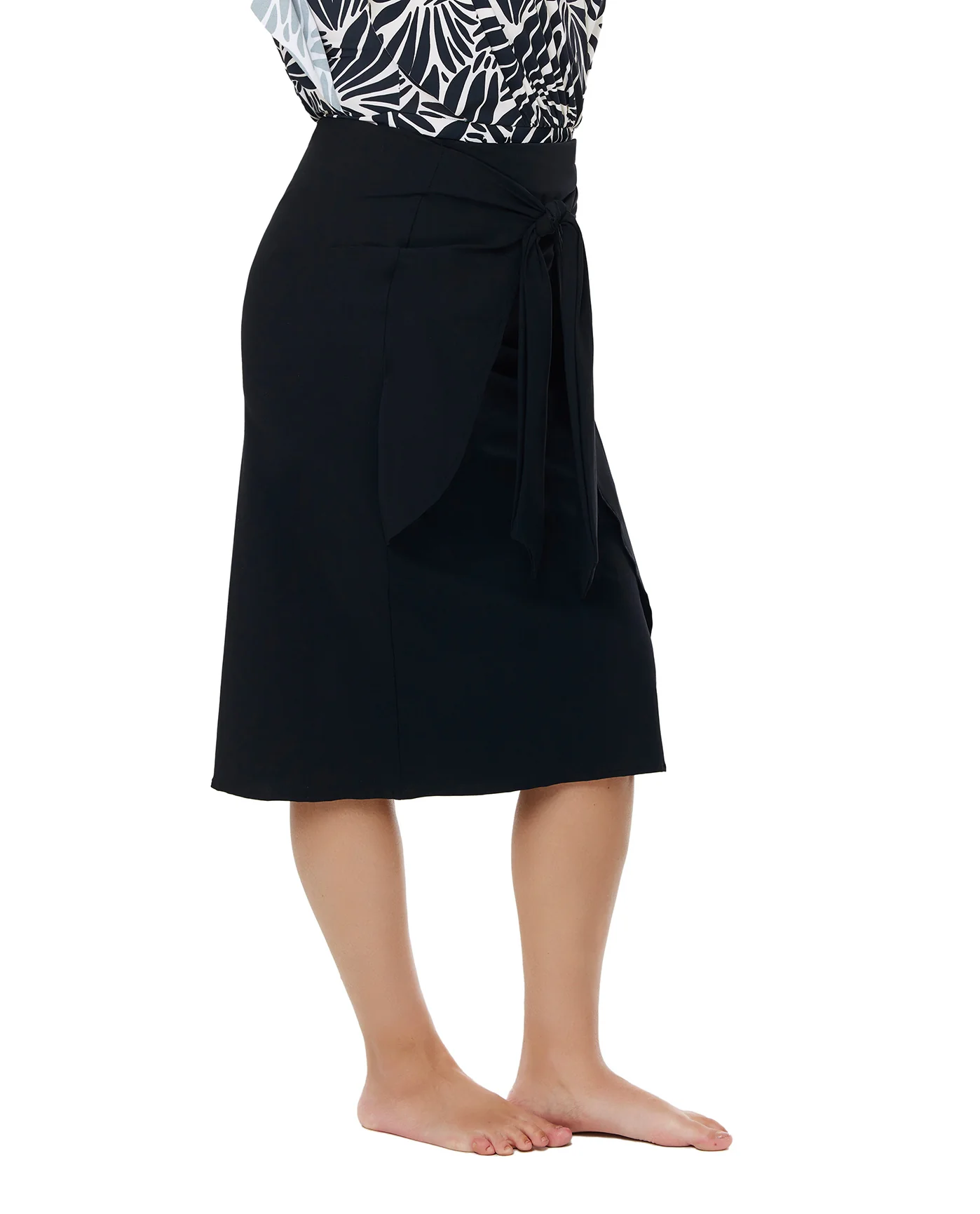 Modest Faux Wrap Skirt with Tie - Image 3