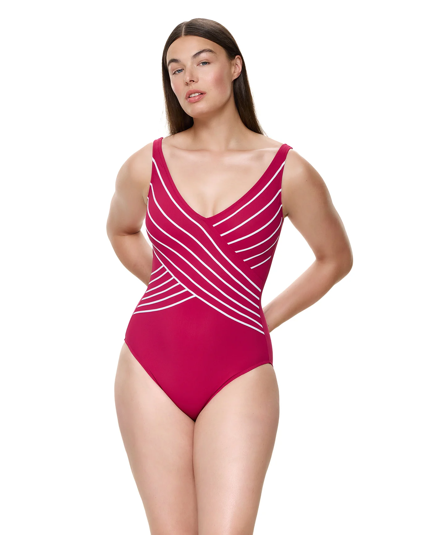 Embrace V-Neck Surplice One Piece-Cherry - Image 6